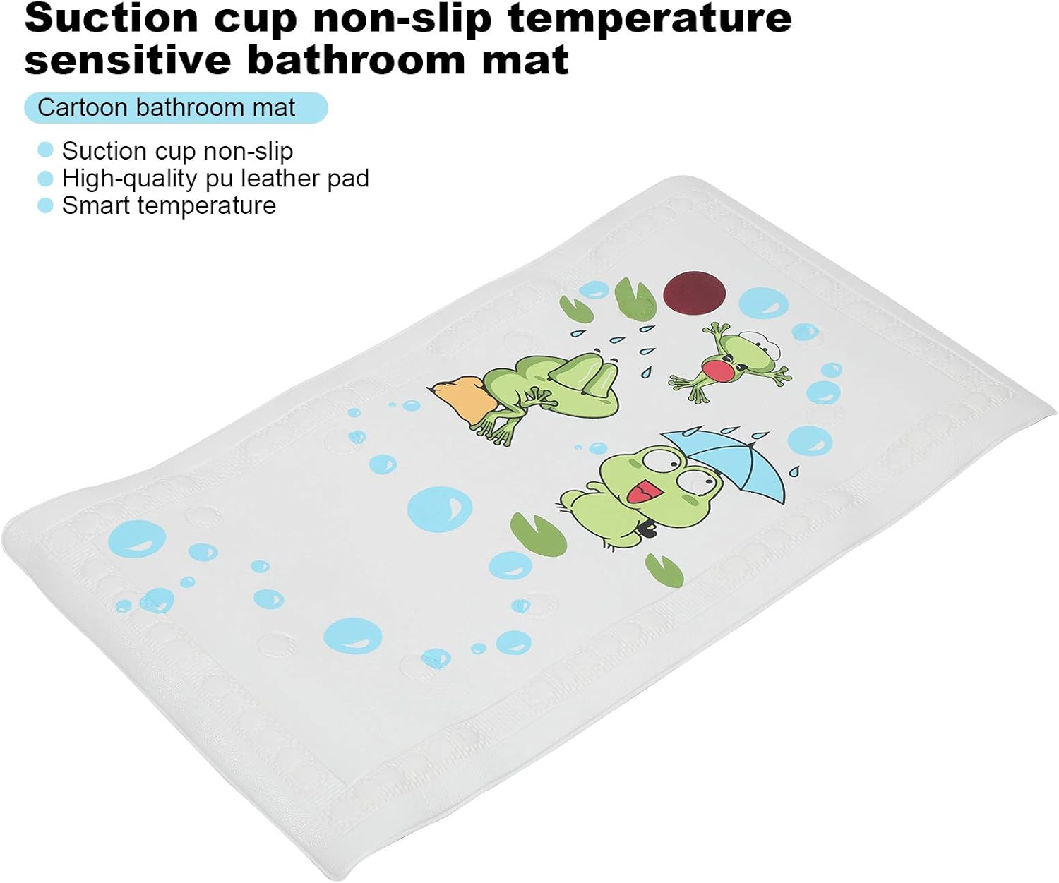 ZASCHMOY Baby Bath Mat with Suction Cups and Cartoon Design