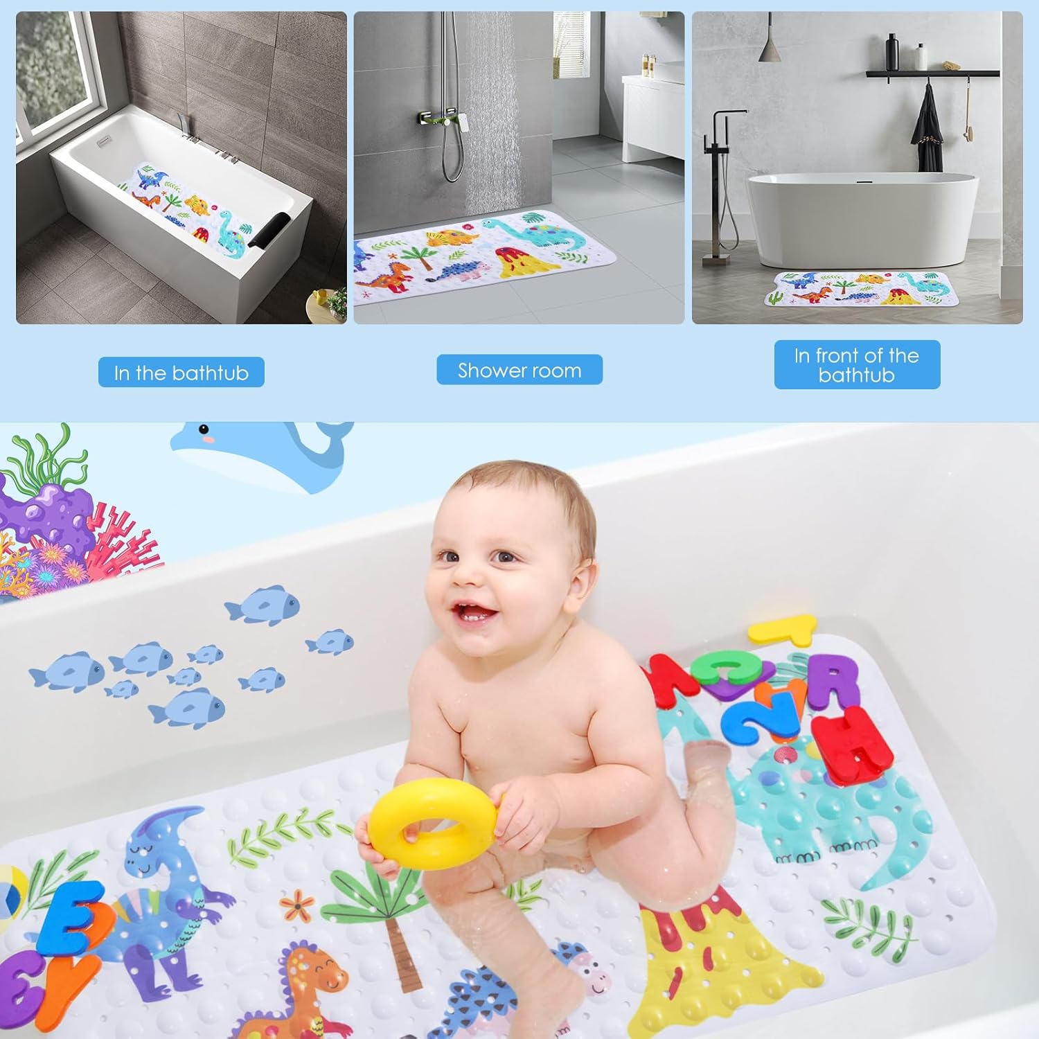 ZJRDYYK Anti Slip Dinosaur Park Bath Mat 40x16 Inch