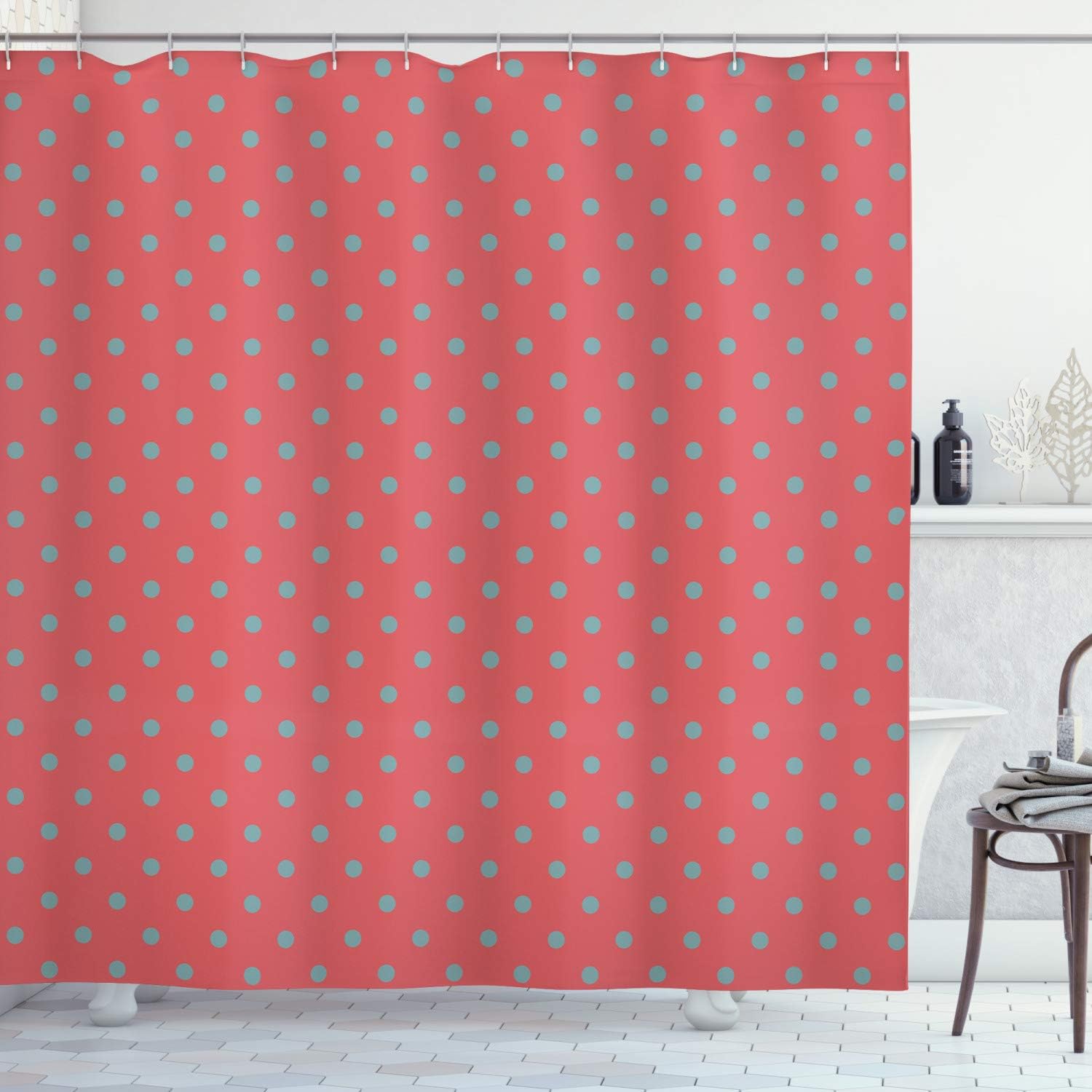Ambesonne Abstract Shower Curtain Set Dark Pink and Sky Blue