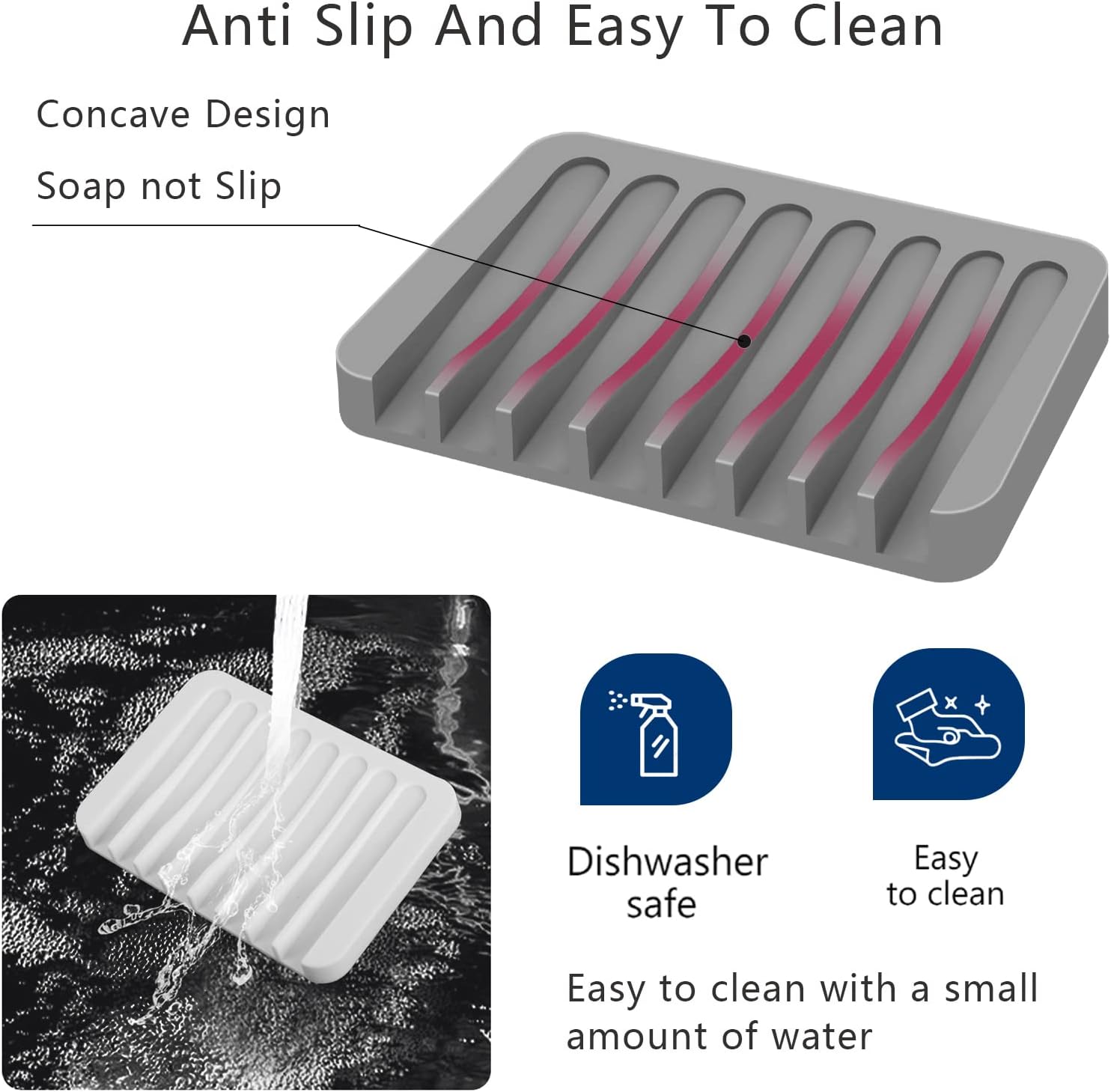 KAJUDA 2PCS Self Draining Soap Dishes with Anti-Slip Design