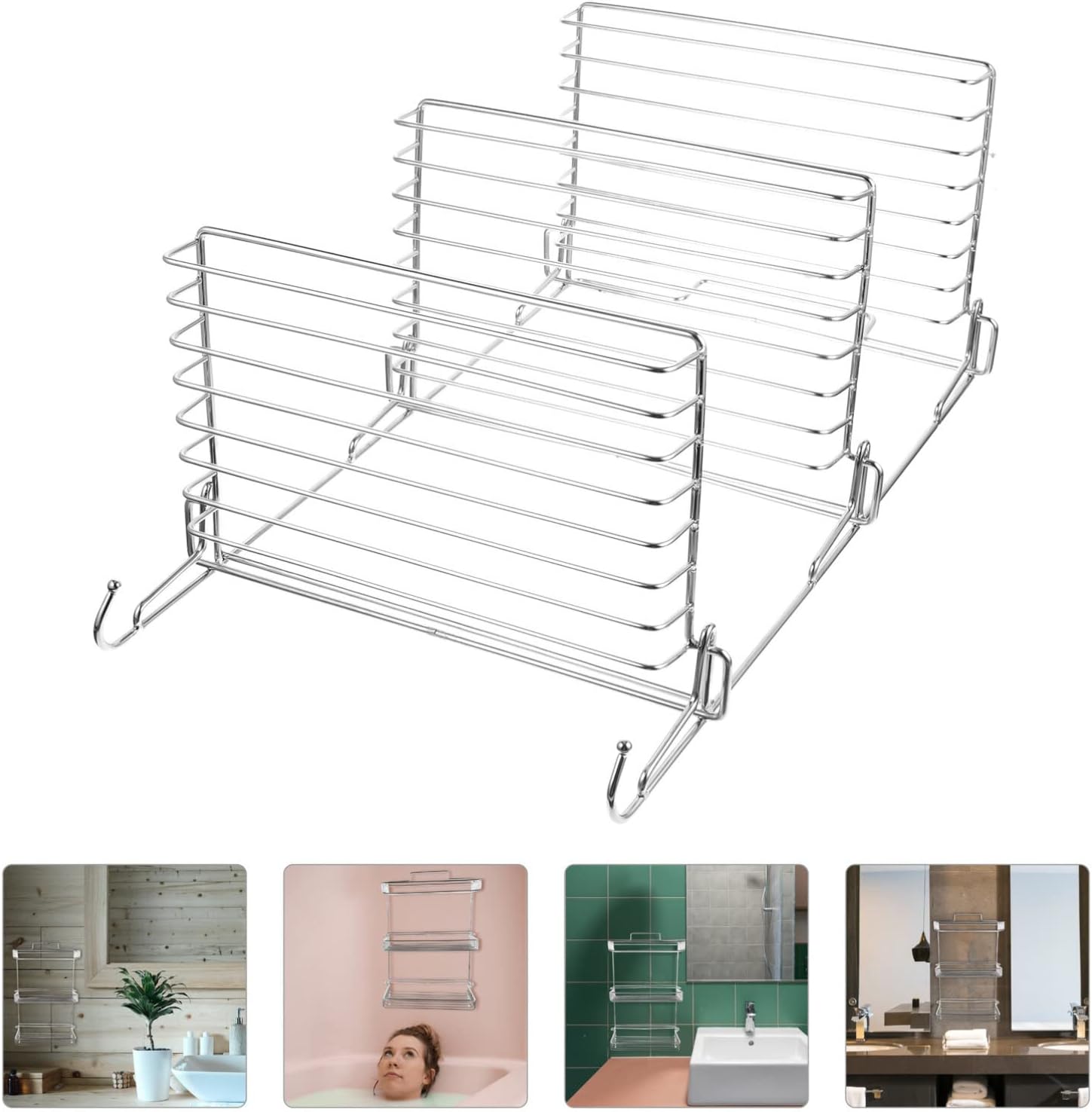Cabilock Adhesive Wall Shower Rack with Smooth Edges