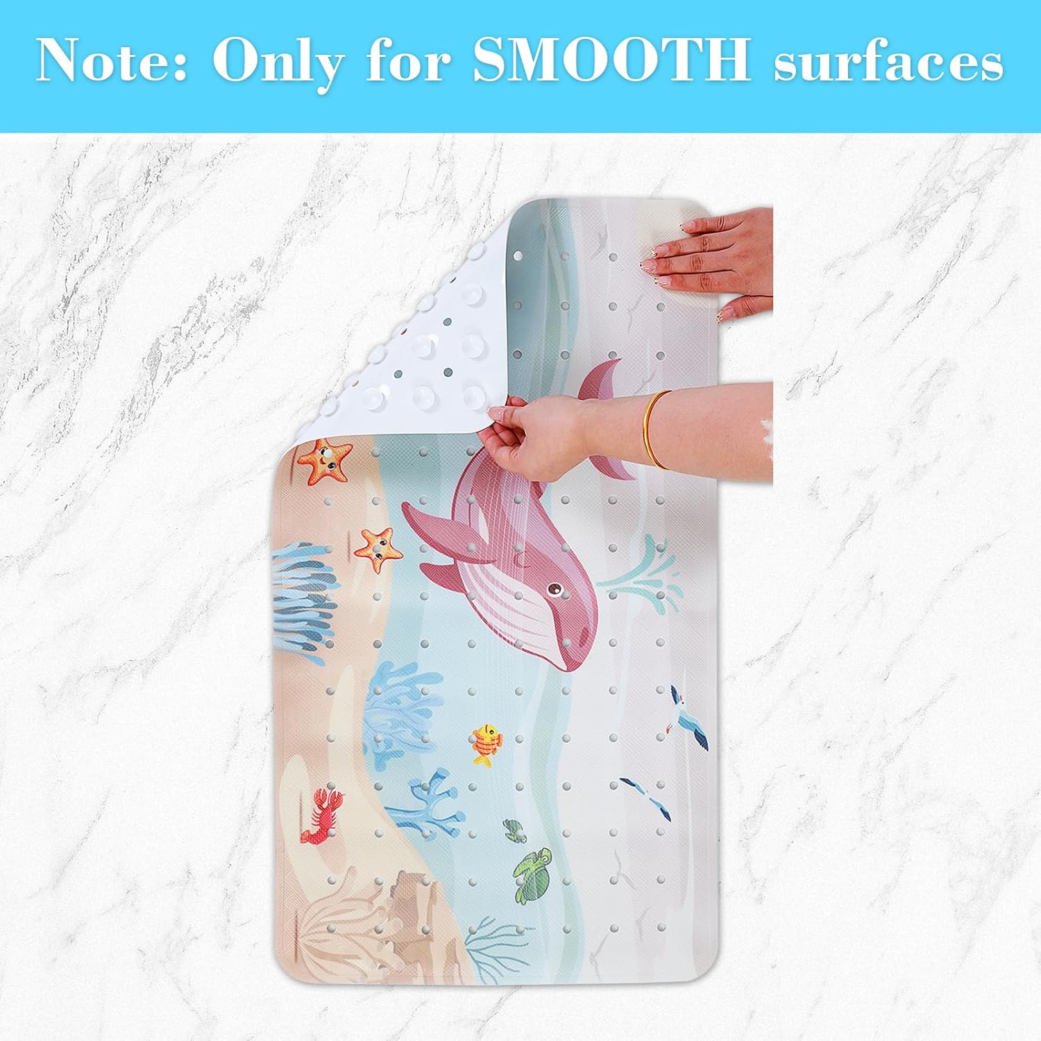 Secopad Baby Bath Mat with Suction Cups and Cartoon Design