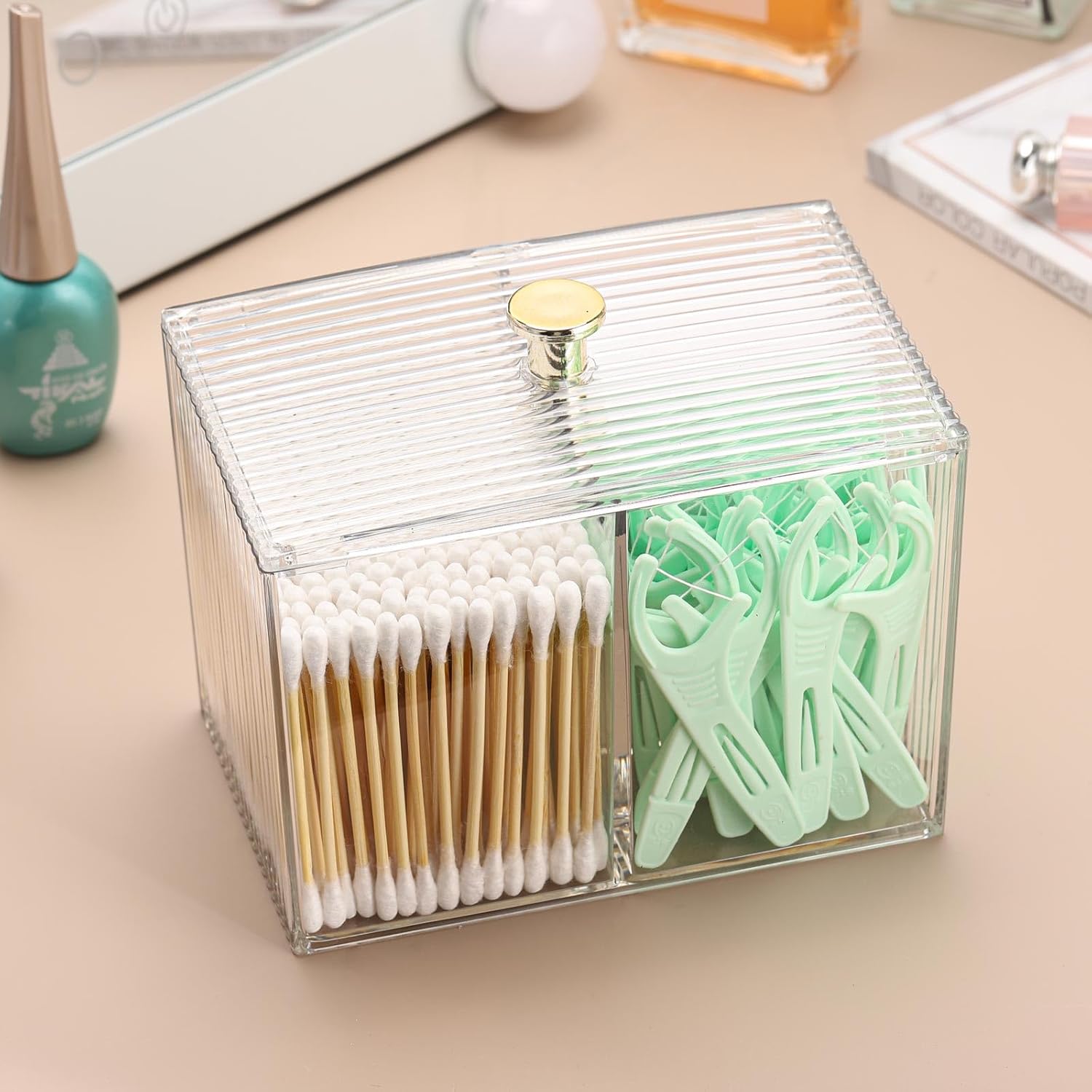 Tbestmax Qtip Holder Dispenser 3 Section Clear Organizer