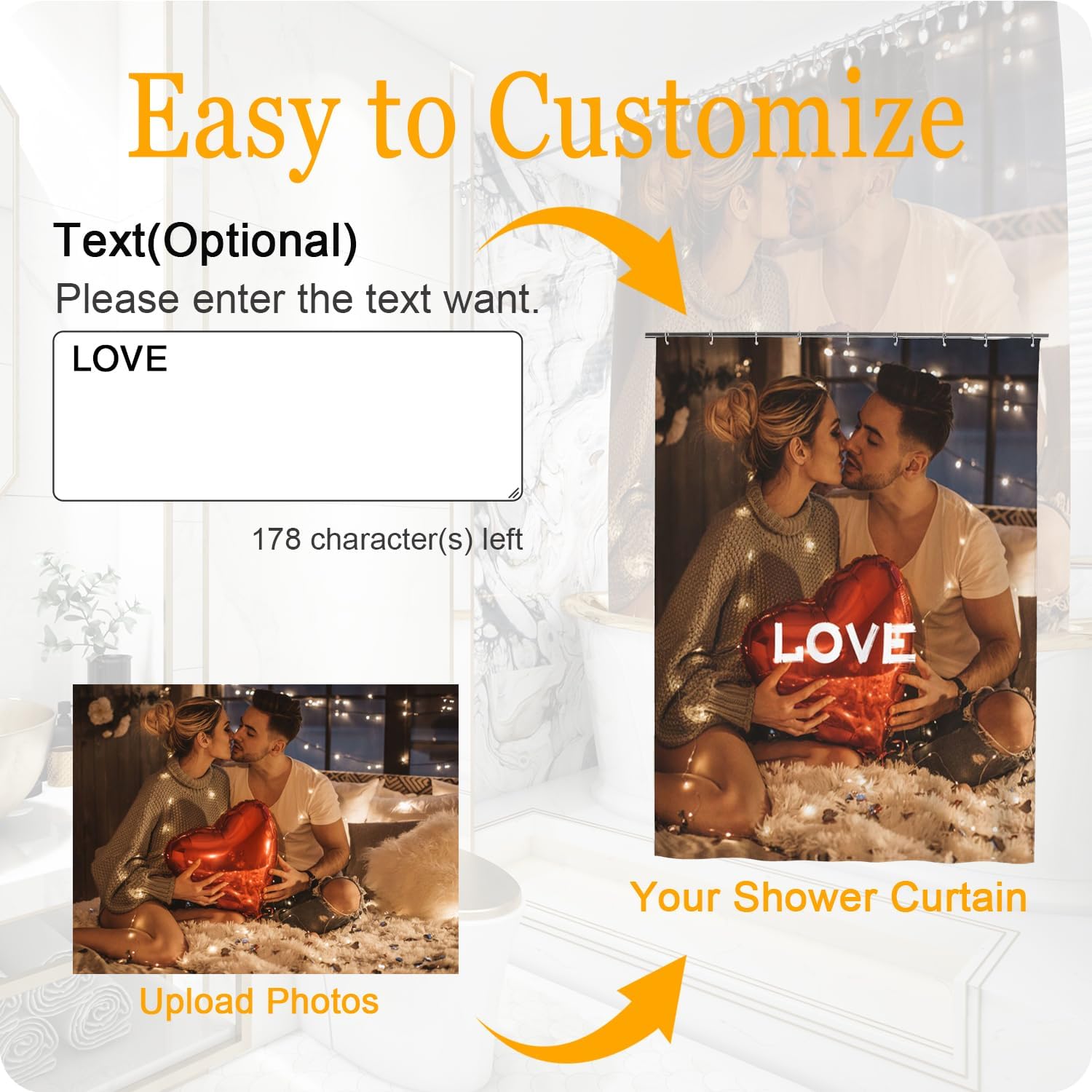 Custom Shower Curtain with Picture Photo Design for Bathroom