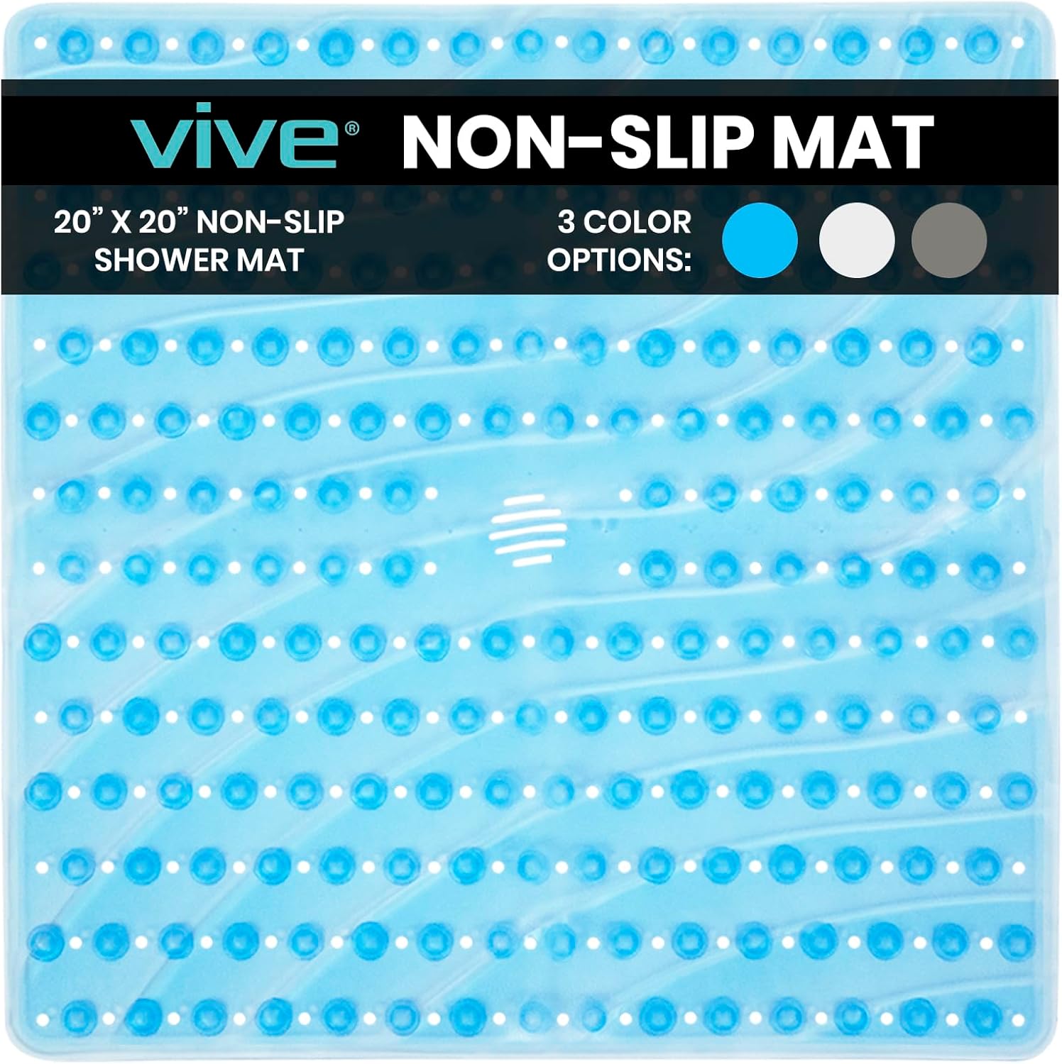 Vive Non-Slip Square Shower Mat with Suction Cups