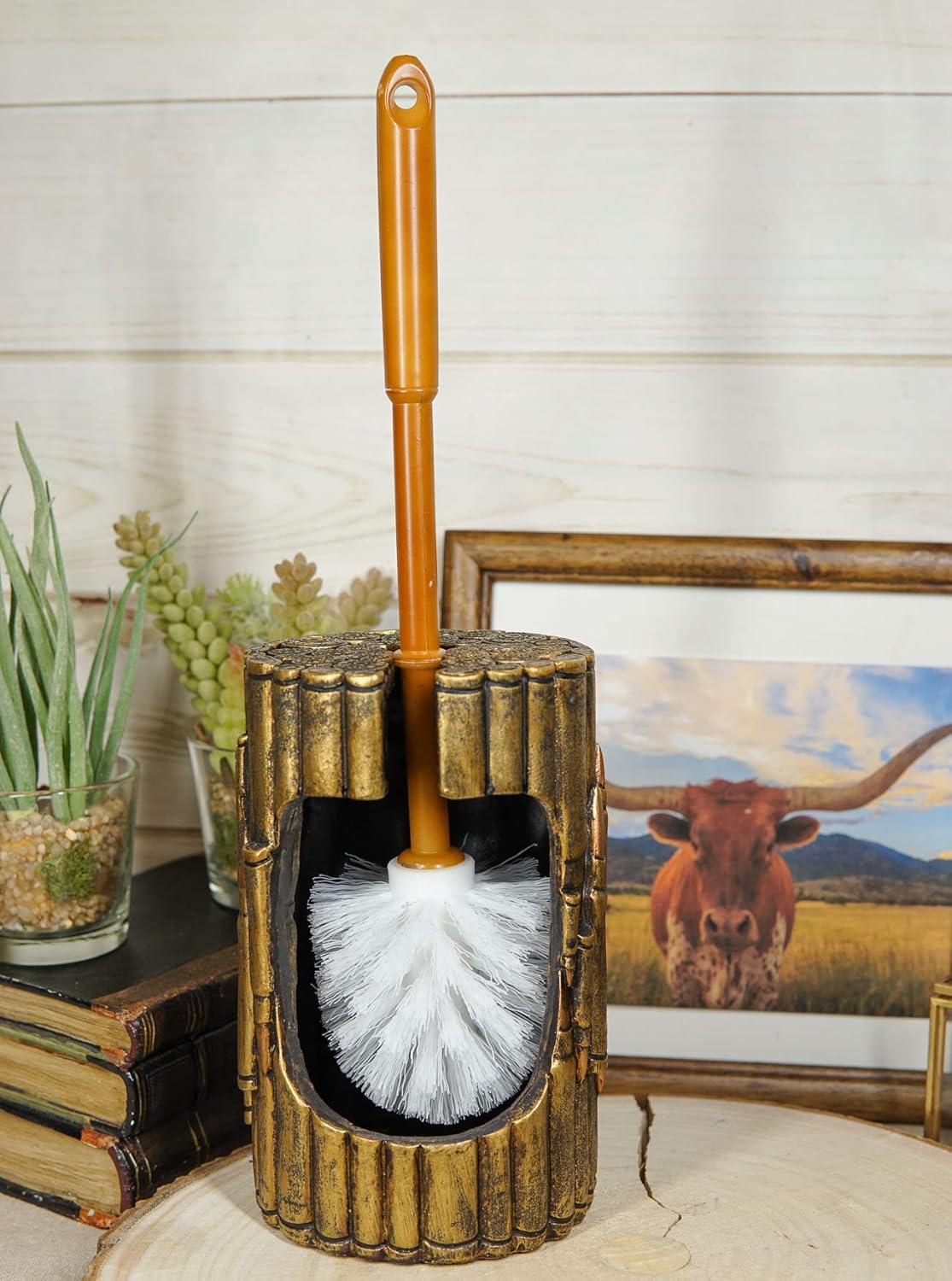 Ebros Gift Rustic Western Ammo Bullets Toilet Brush Set