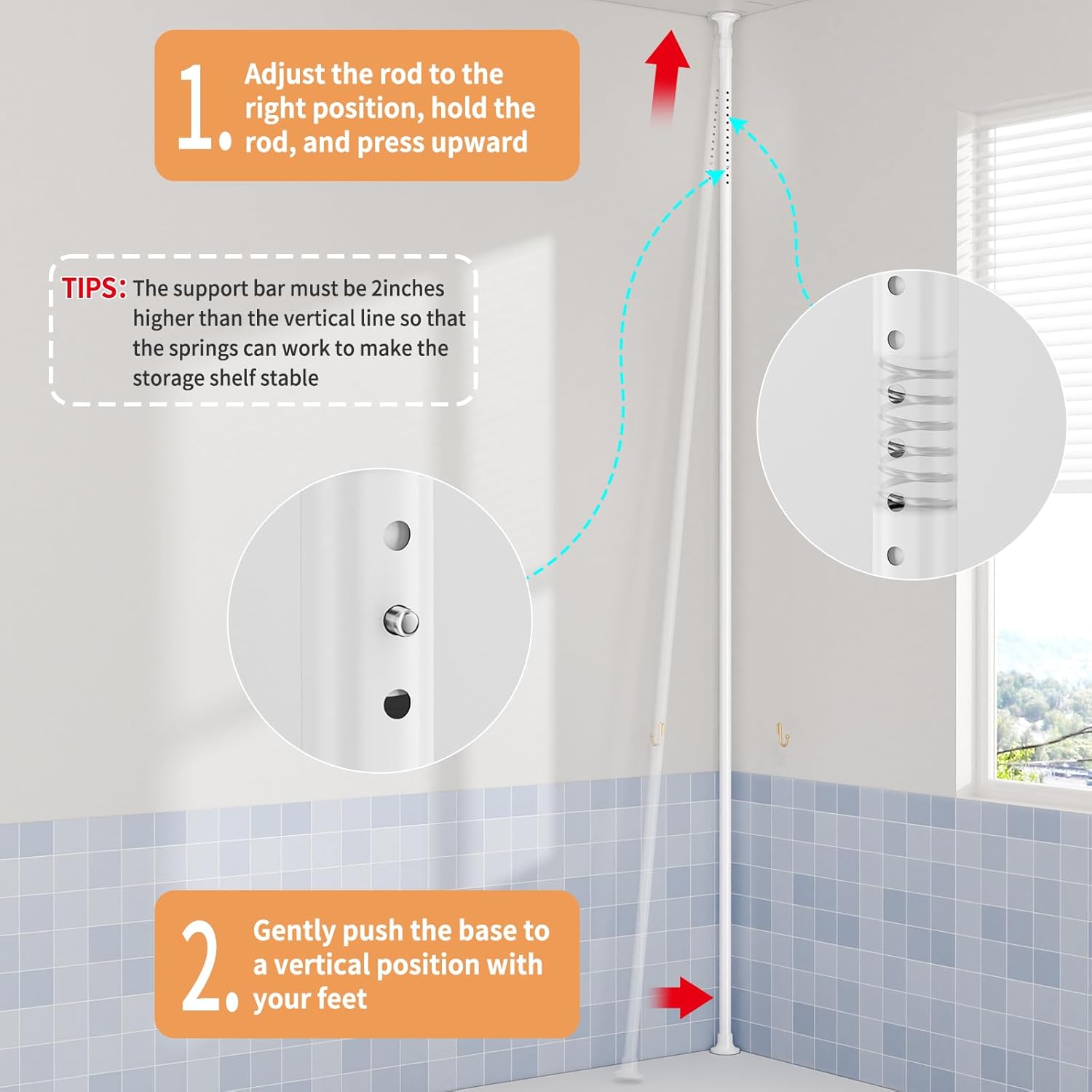 Shuang Qing 4-Tier Rotating Shower Caddy with Safety Guardrail