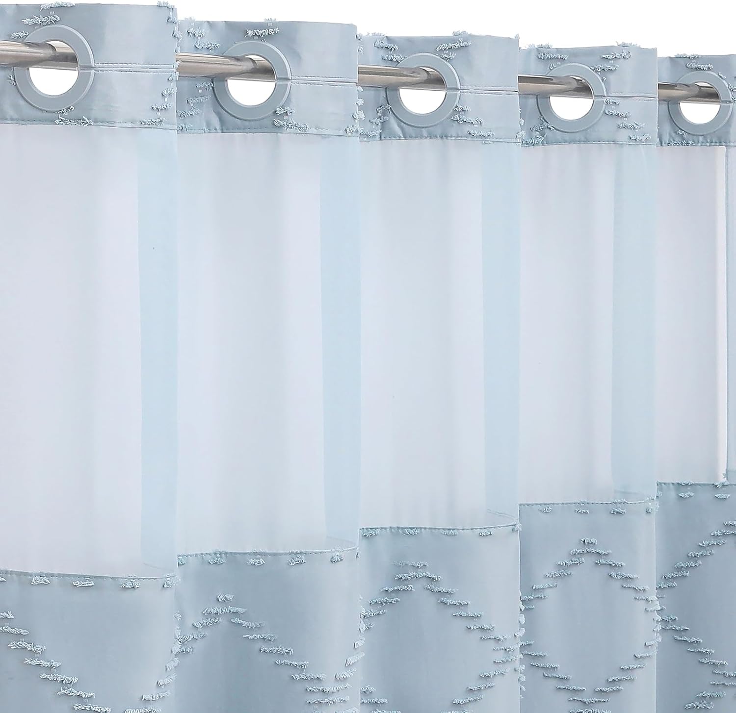 Boho FogBlue Woven Fabric Shower Curtain 72x74