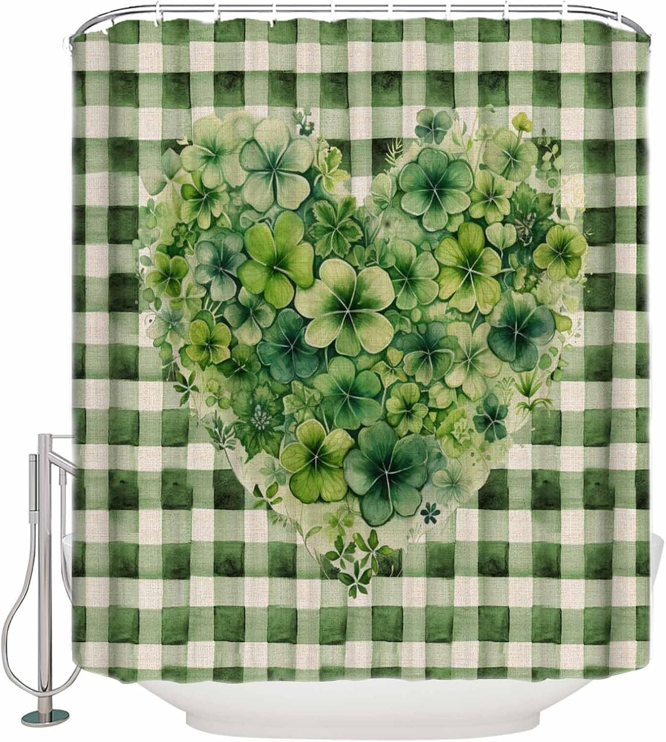 ZOE GARDEN Buffalo Plaid Love Shower Curtain Set 1