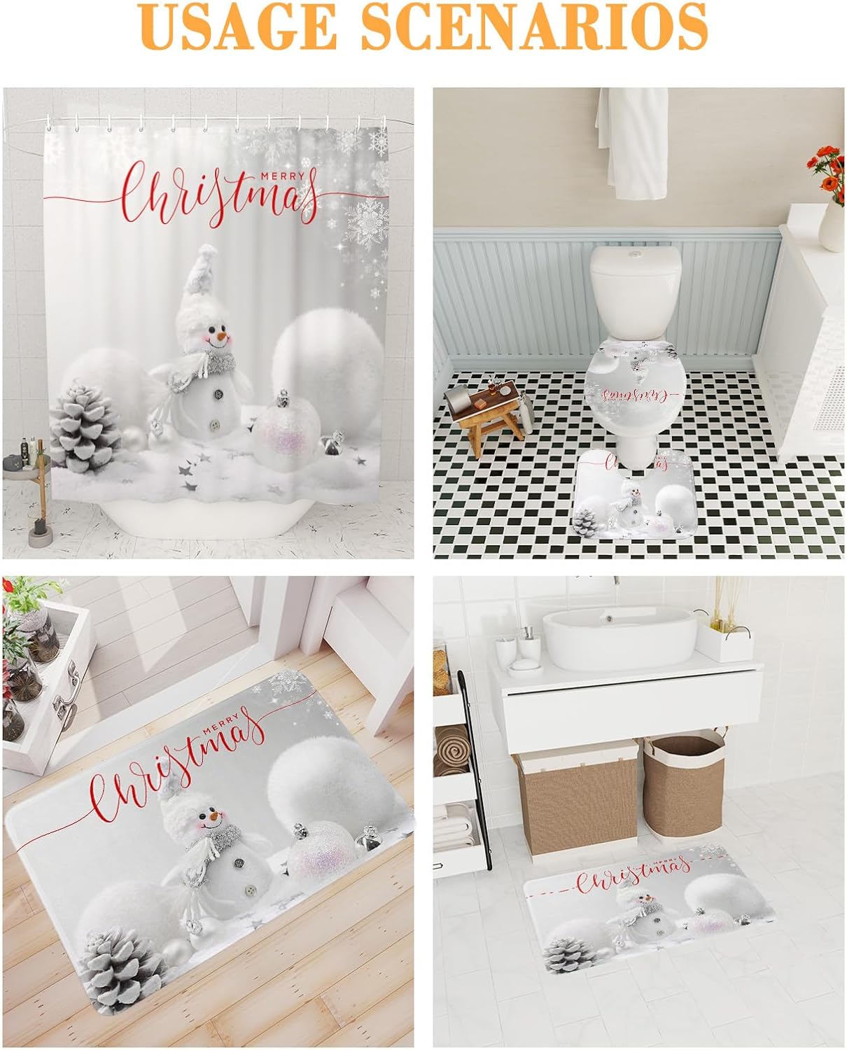 ZOE GARDEN Christmas Bathroom Set with Rug and Accessories