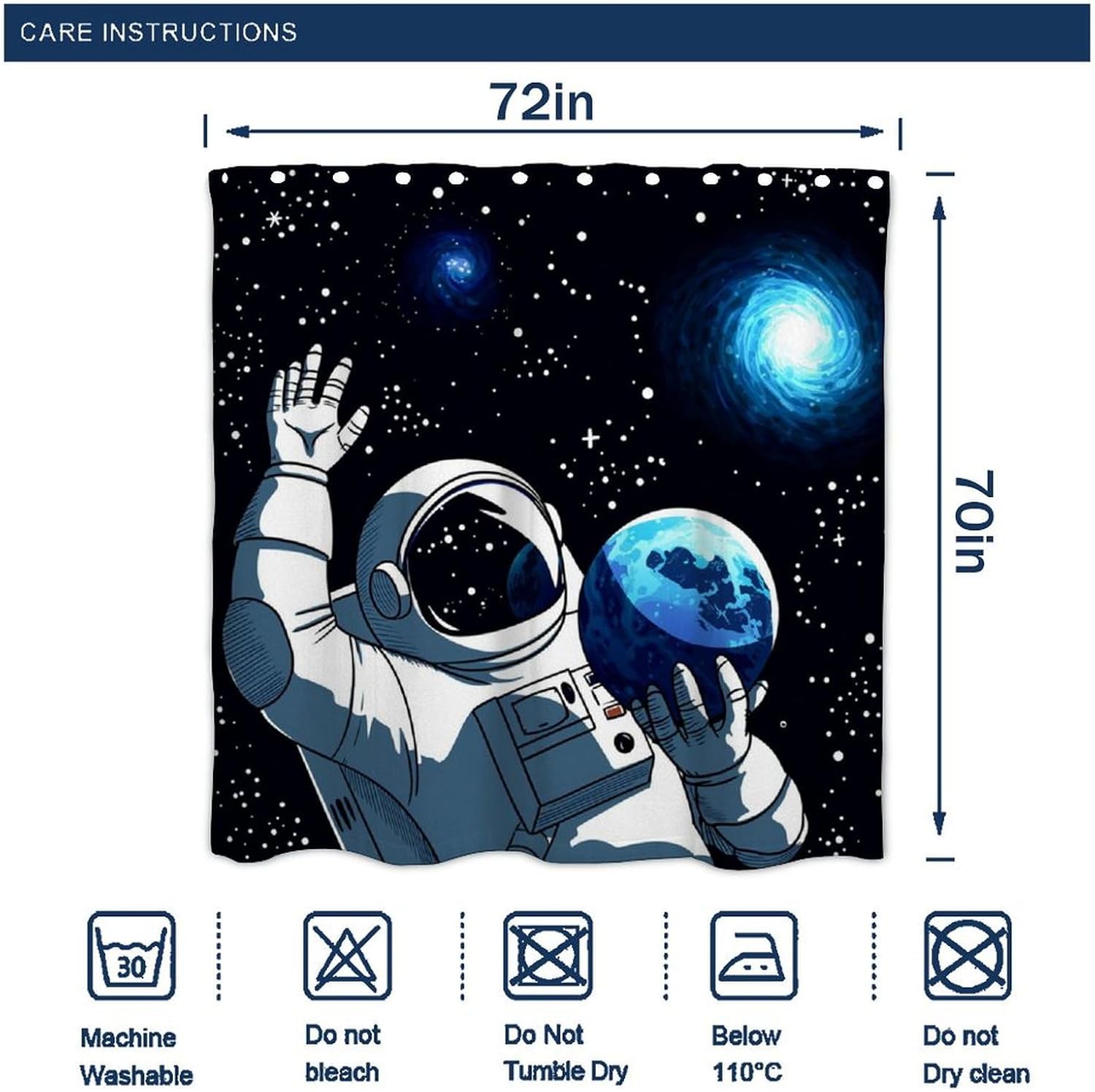 OXJOIIS Outer Space Astronaut Shower Curtain with 12 Hooks