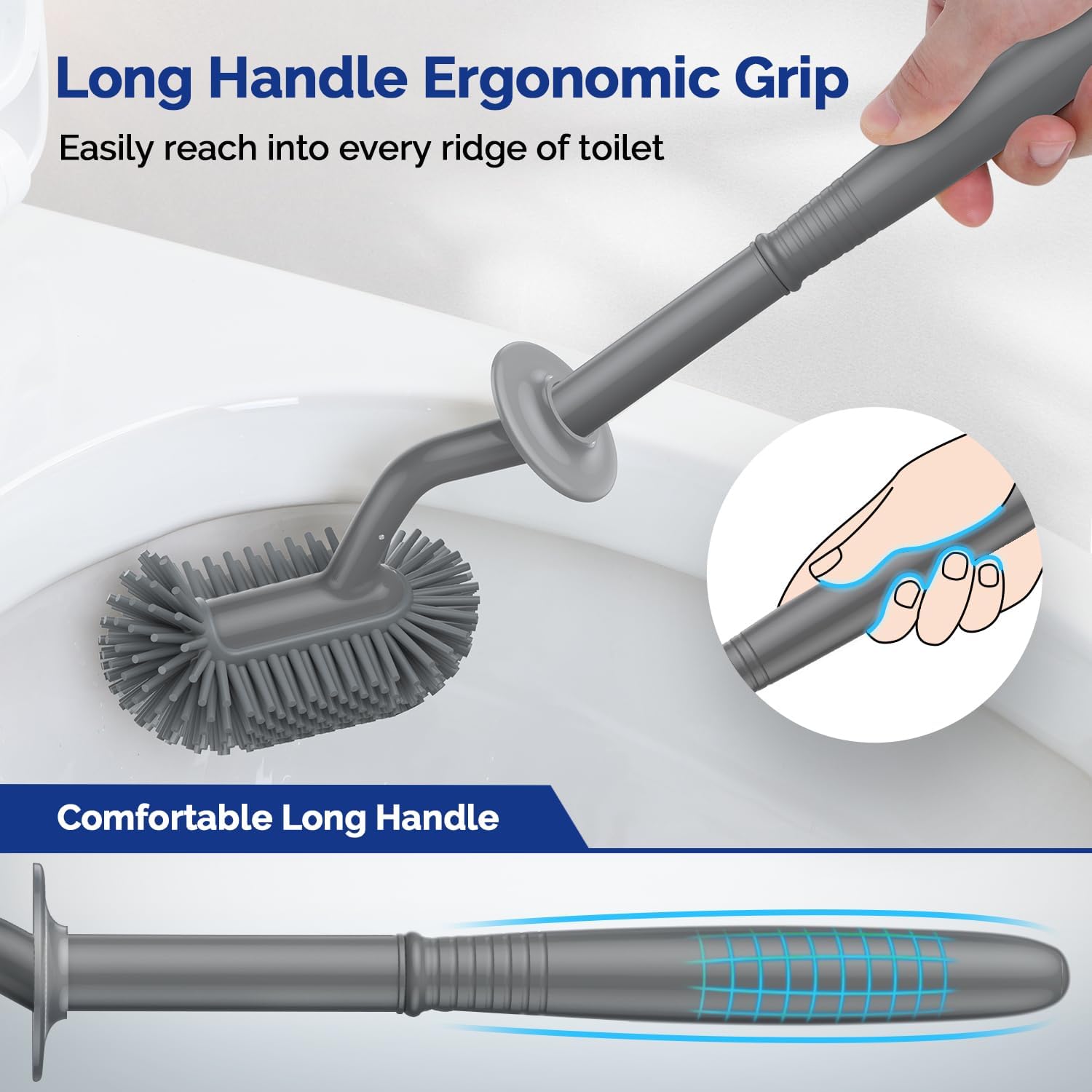 HAMITOR Toilet Brush Holder Set Gray