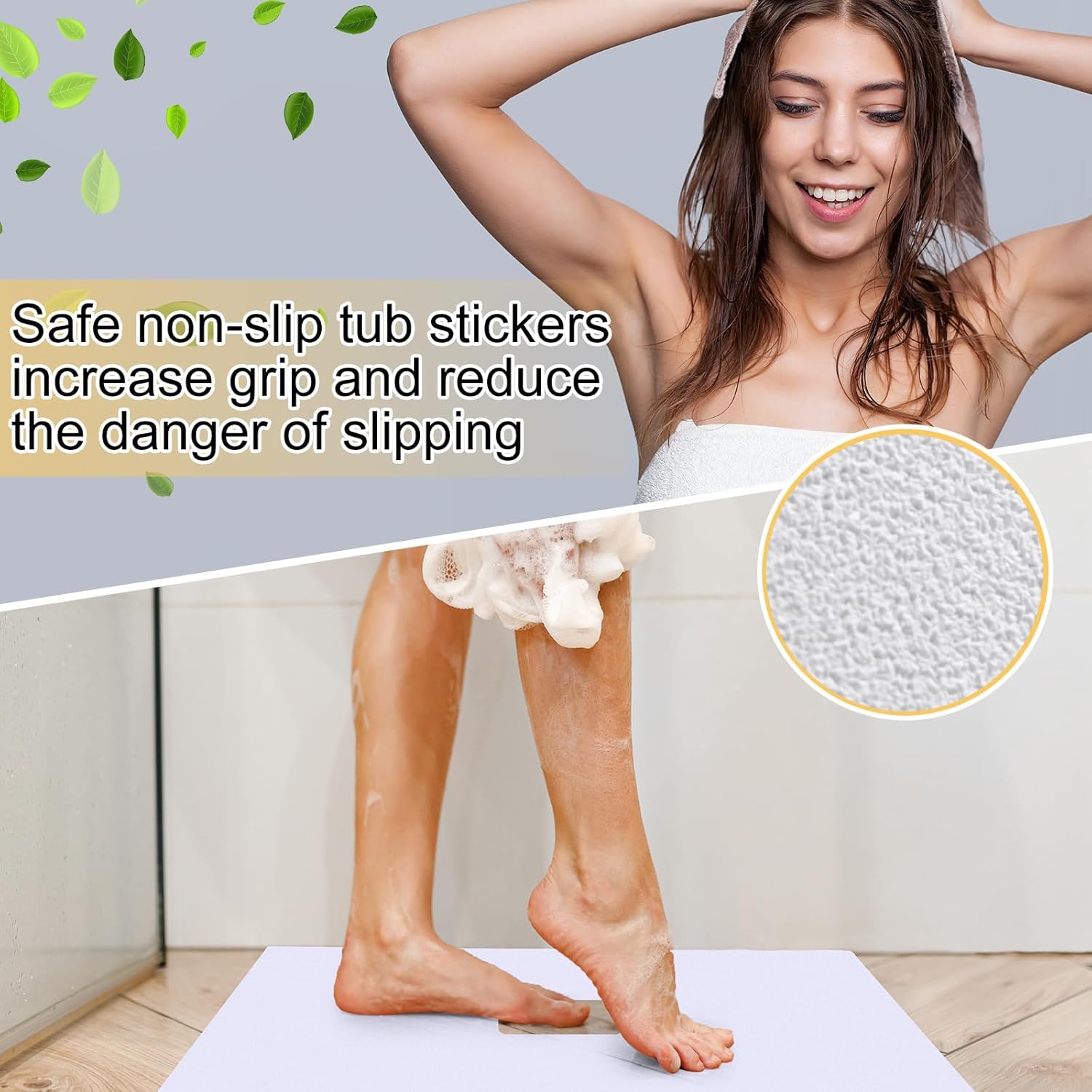Dunzoom 21x21 Nonslip Shower Mat with Drain Hole