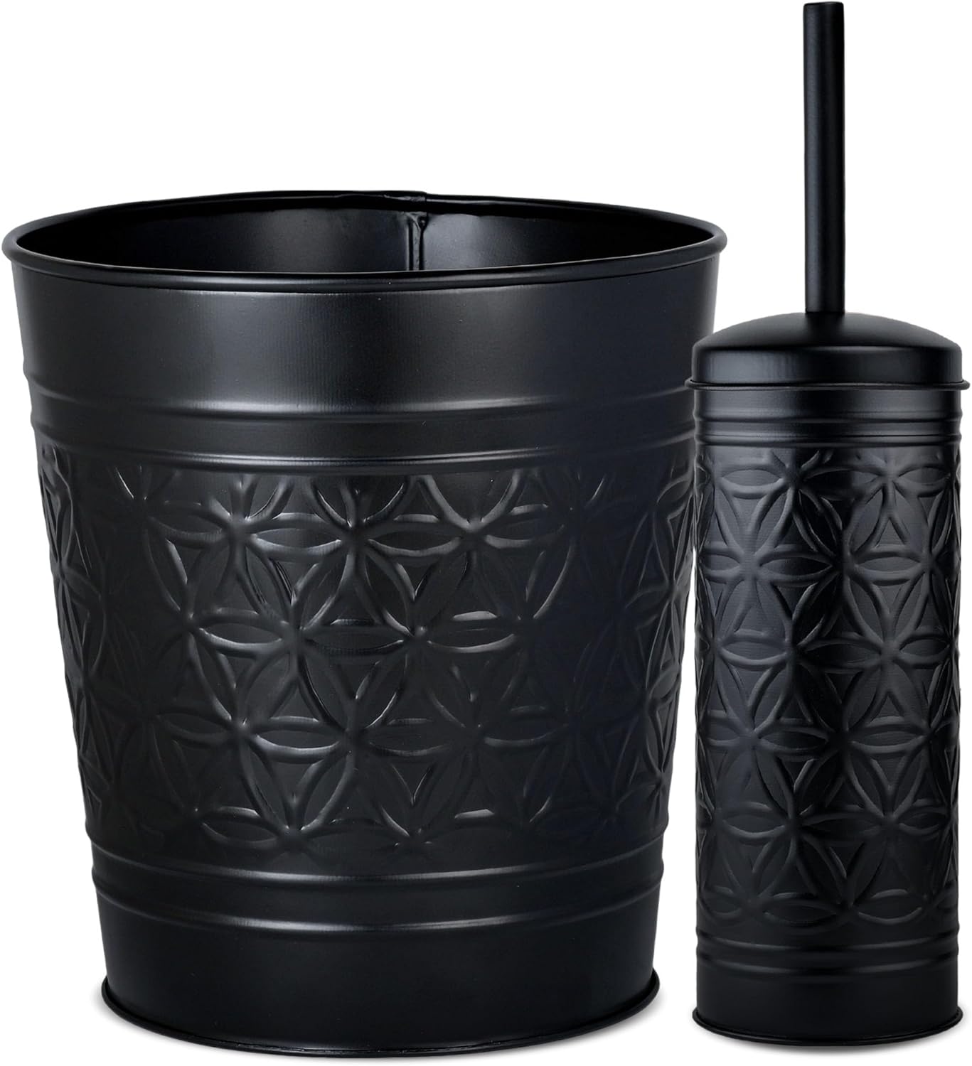 Autumn Alley Matte Black Toilet Brush and Trash Can Set