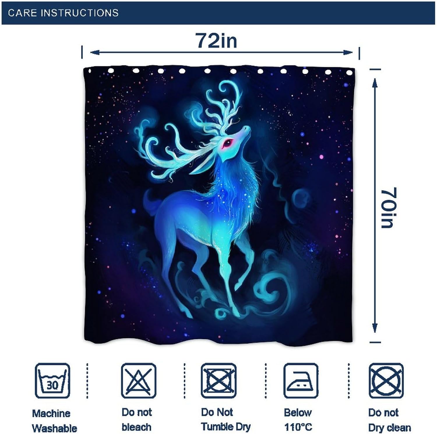 OXJOIIS Galaxy Starry Sky Christmas Elk Moose Shower Curtain with 12 Hooks