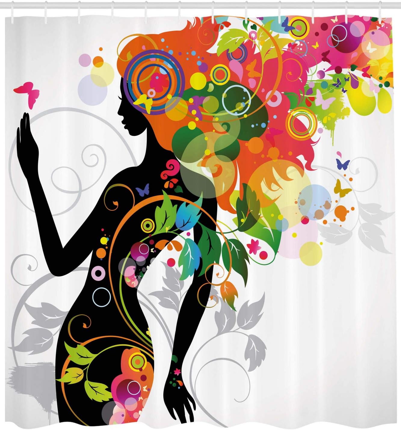 Ambesonne Colorful Shower Curtain Set with Hooks