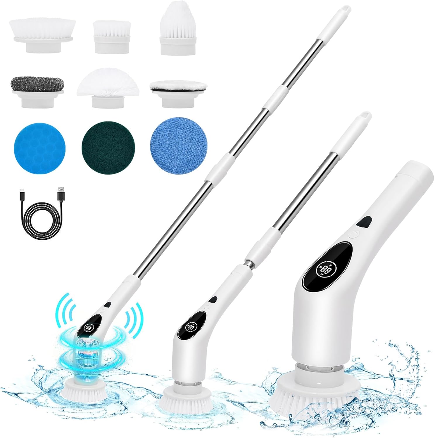 WYBQ Electric Spin Scrubber with Long Handle