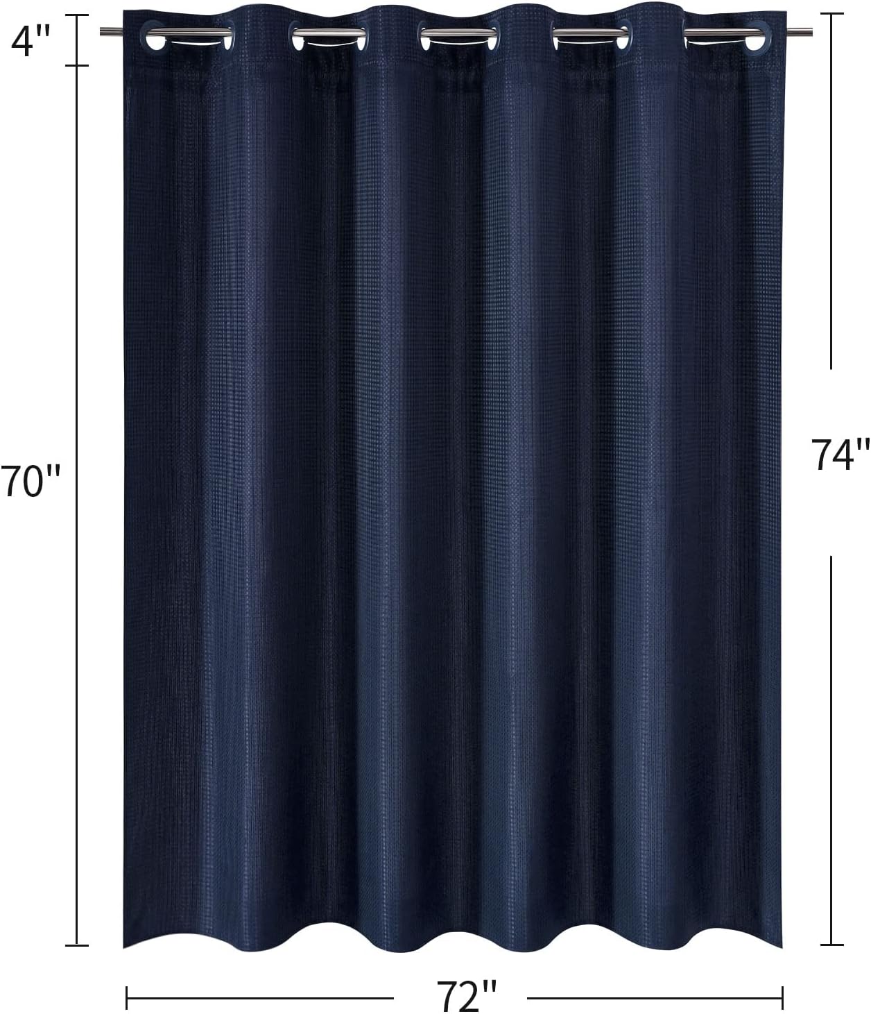 MitoVilla Navy Blue Waffle Shower Curtain Set