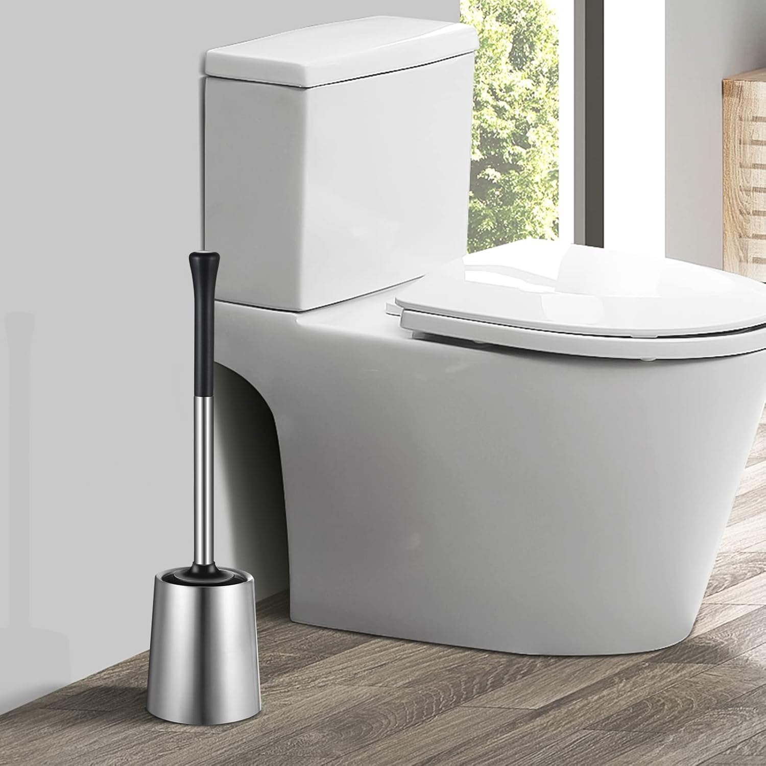HAMITOR 2Pack Toilet Brush Holder Set - Silicone Stainless Steel