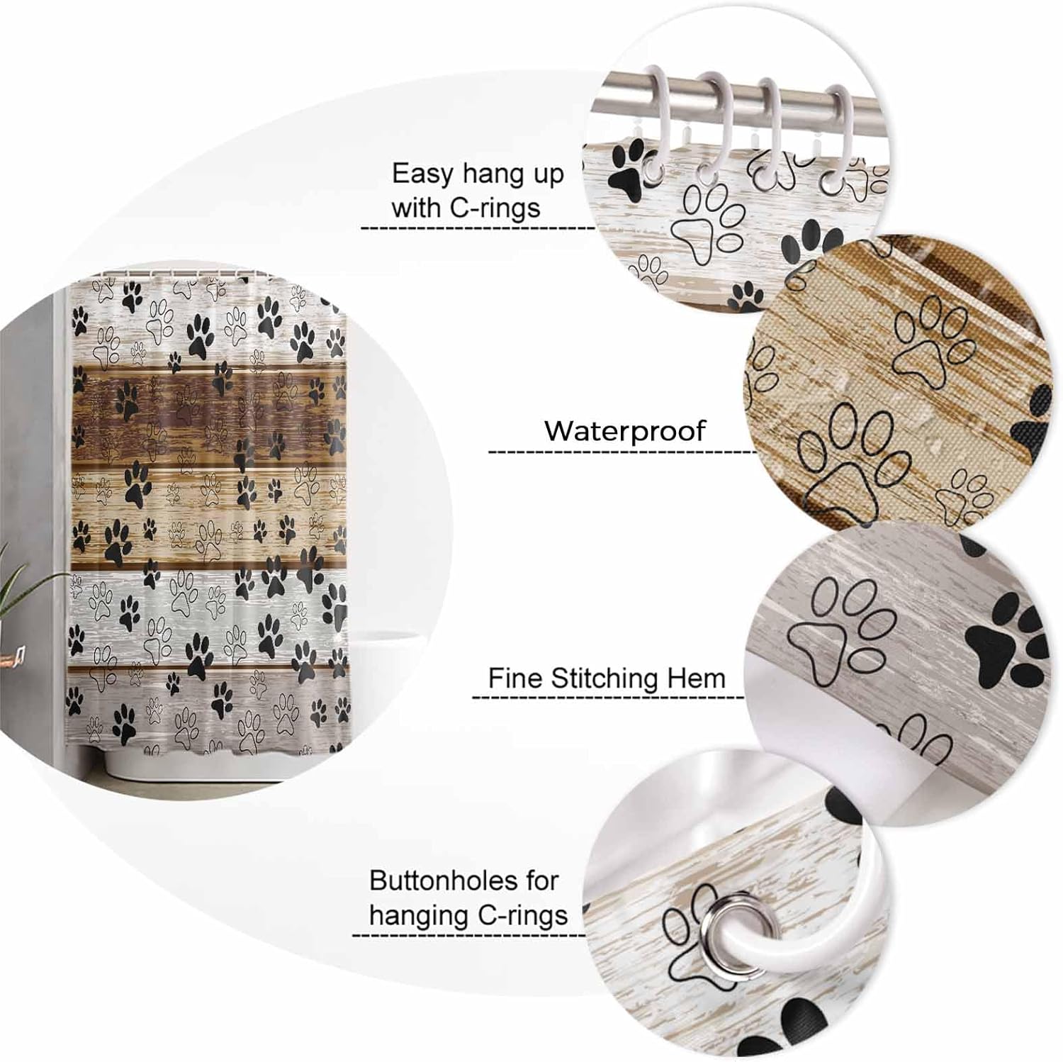 ZOE GARDEN Farmhouse Paw Print Bathroom Set 1