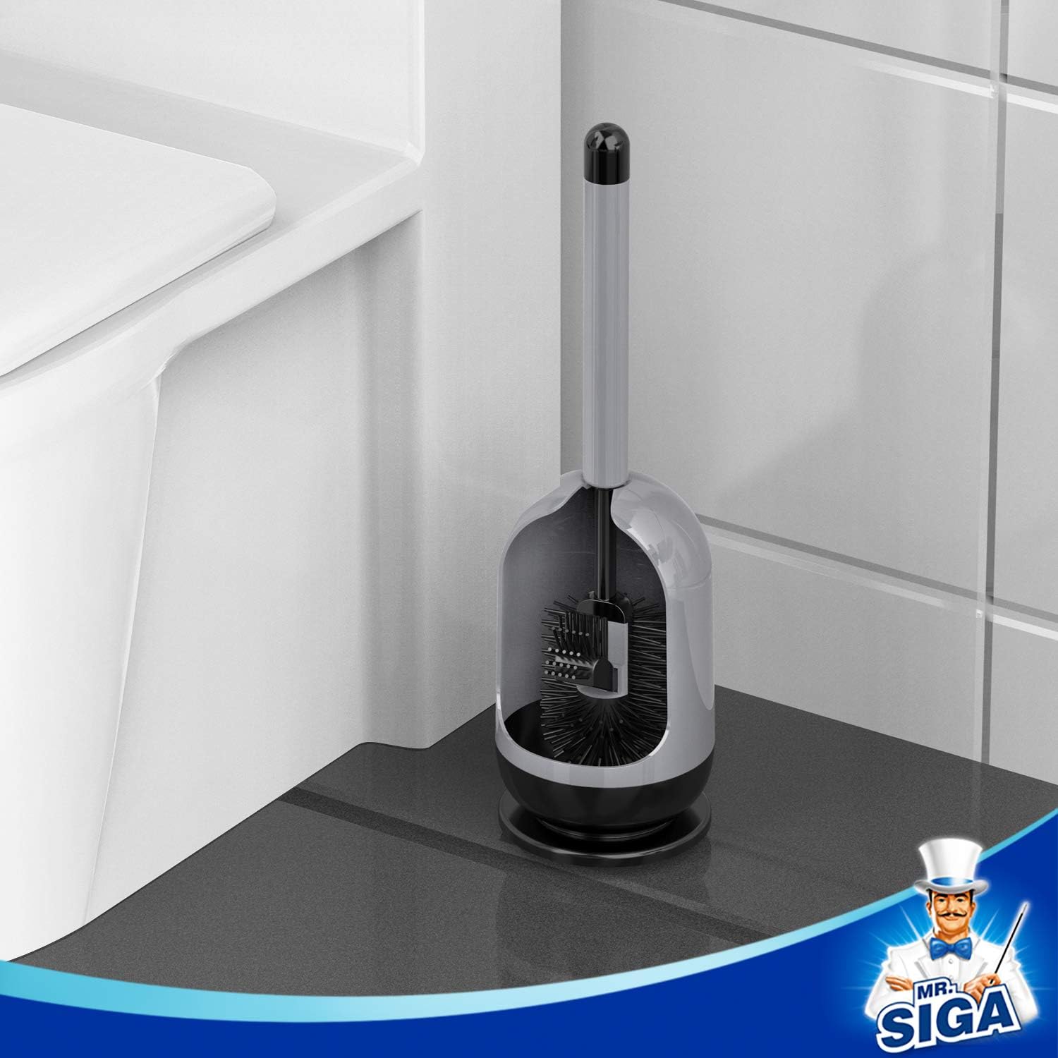 MRSIGA Soft Bristle Toilet Brush with Holder