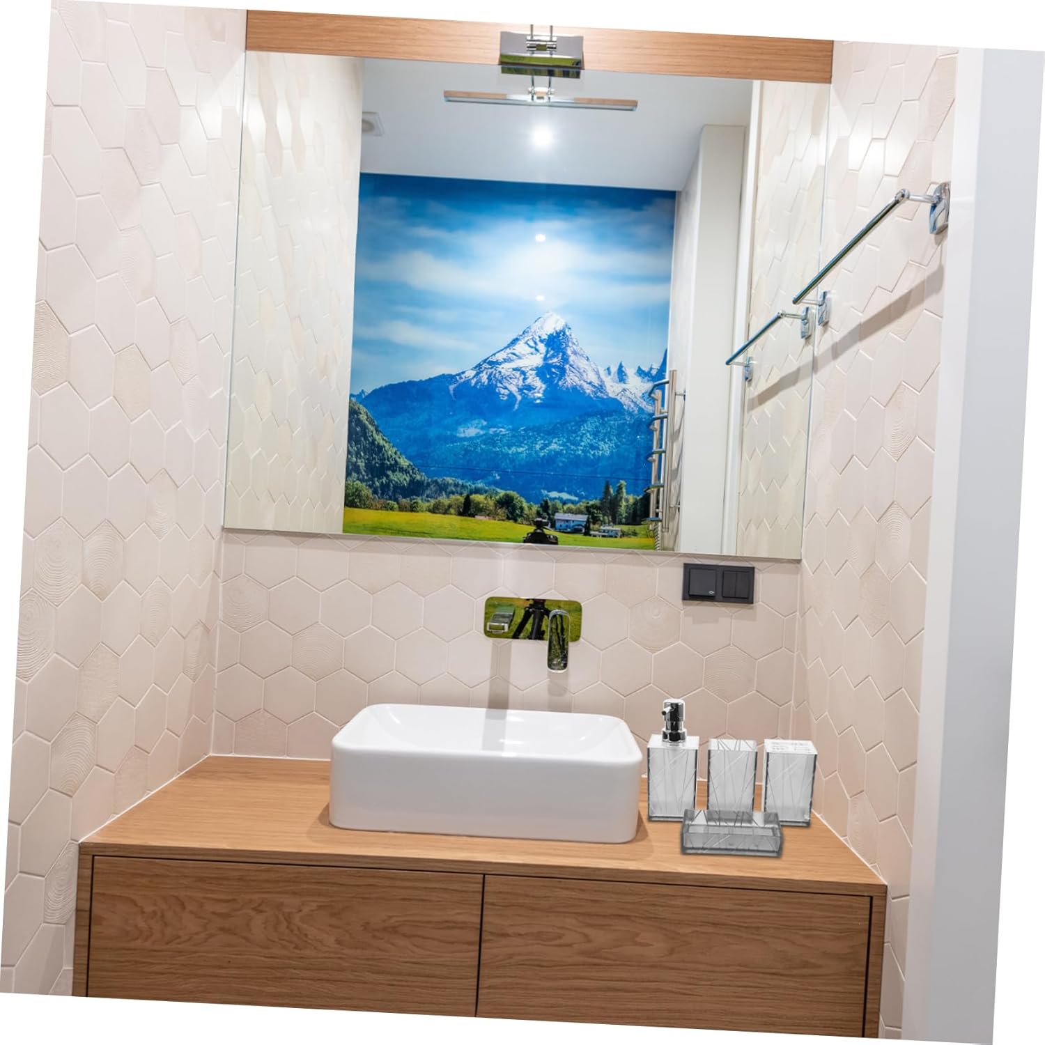 LIFKOME 1Set Transparent Grey Bathroom Accessories 1