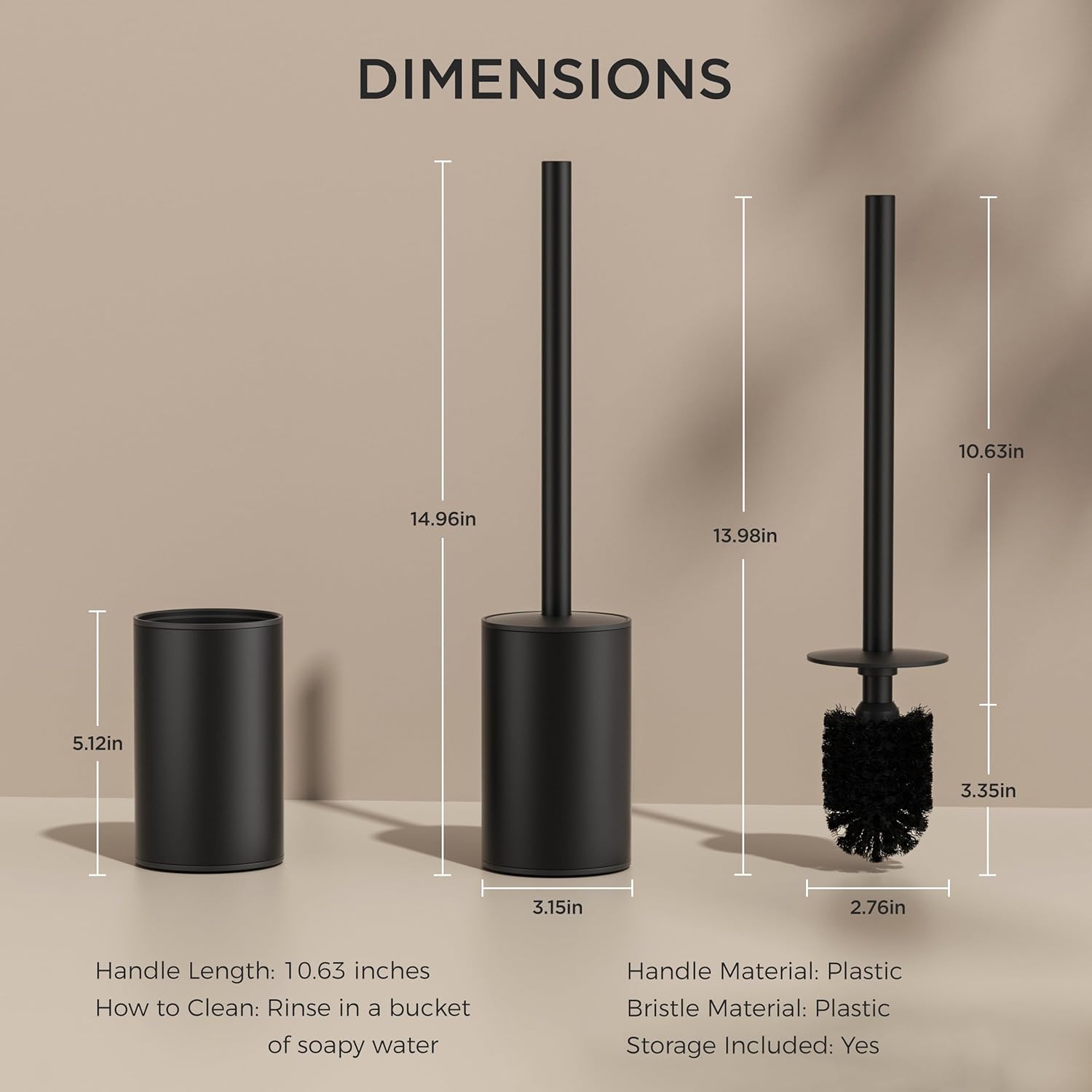FORIOUS Toilet Brush and Holder Set Matte Black 304 Stainless Steel
