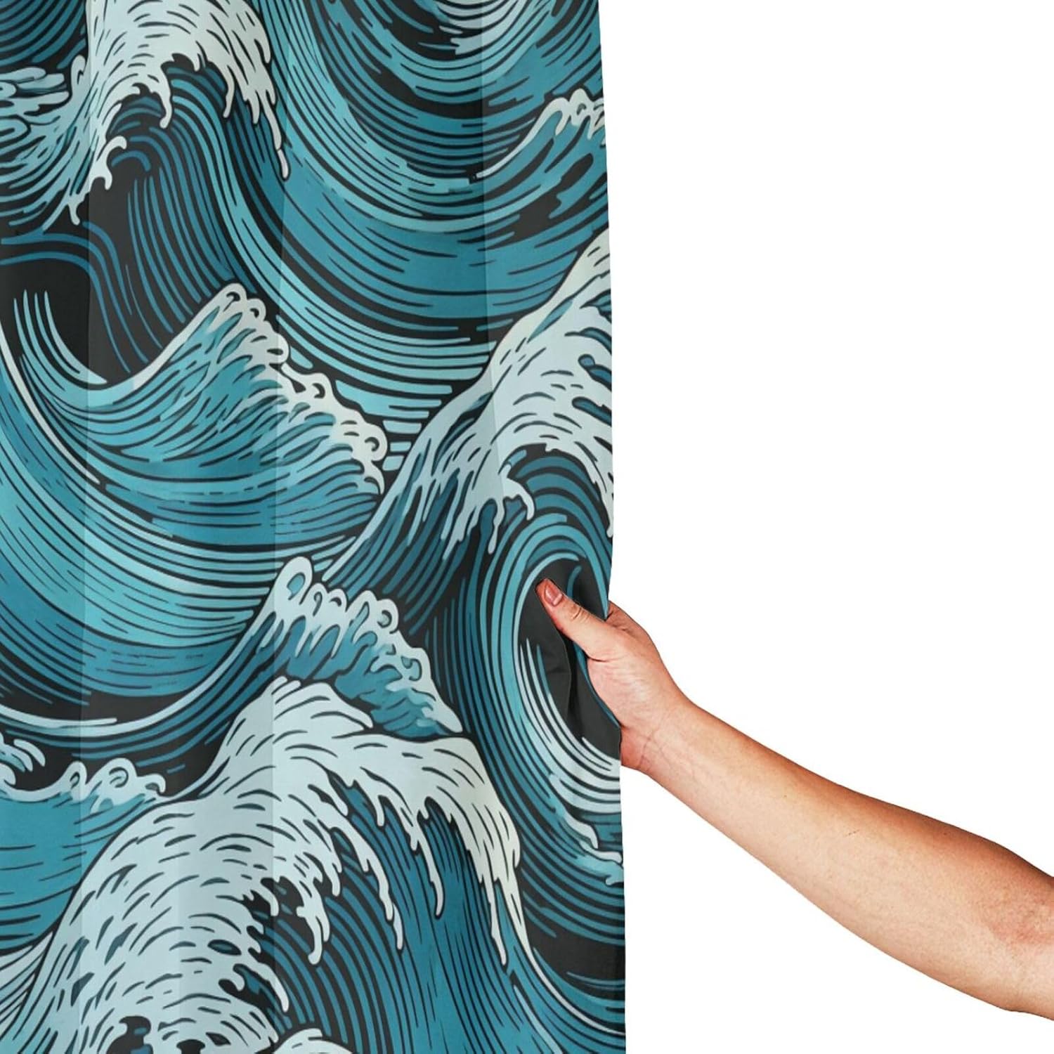 Blue Wave Shower Curtain with 12 Hooks 72x72in