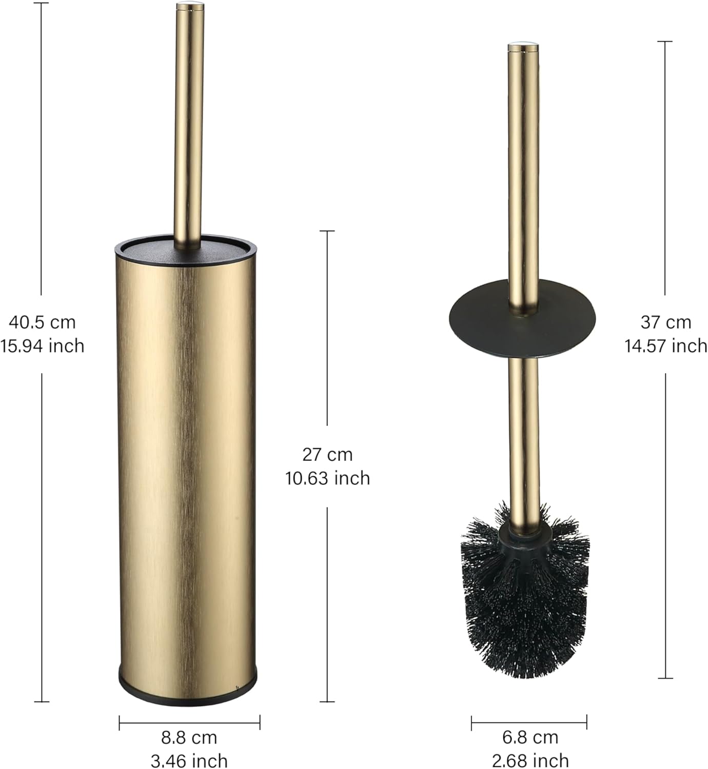 Premium Toilet Brush and Holder Set with Gold Finish