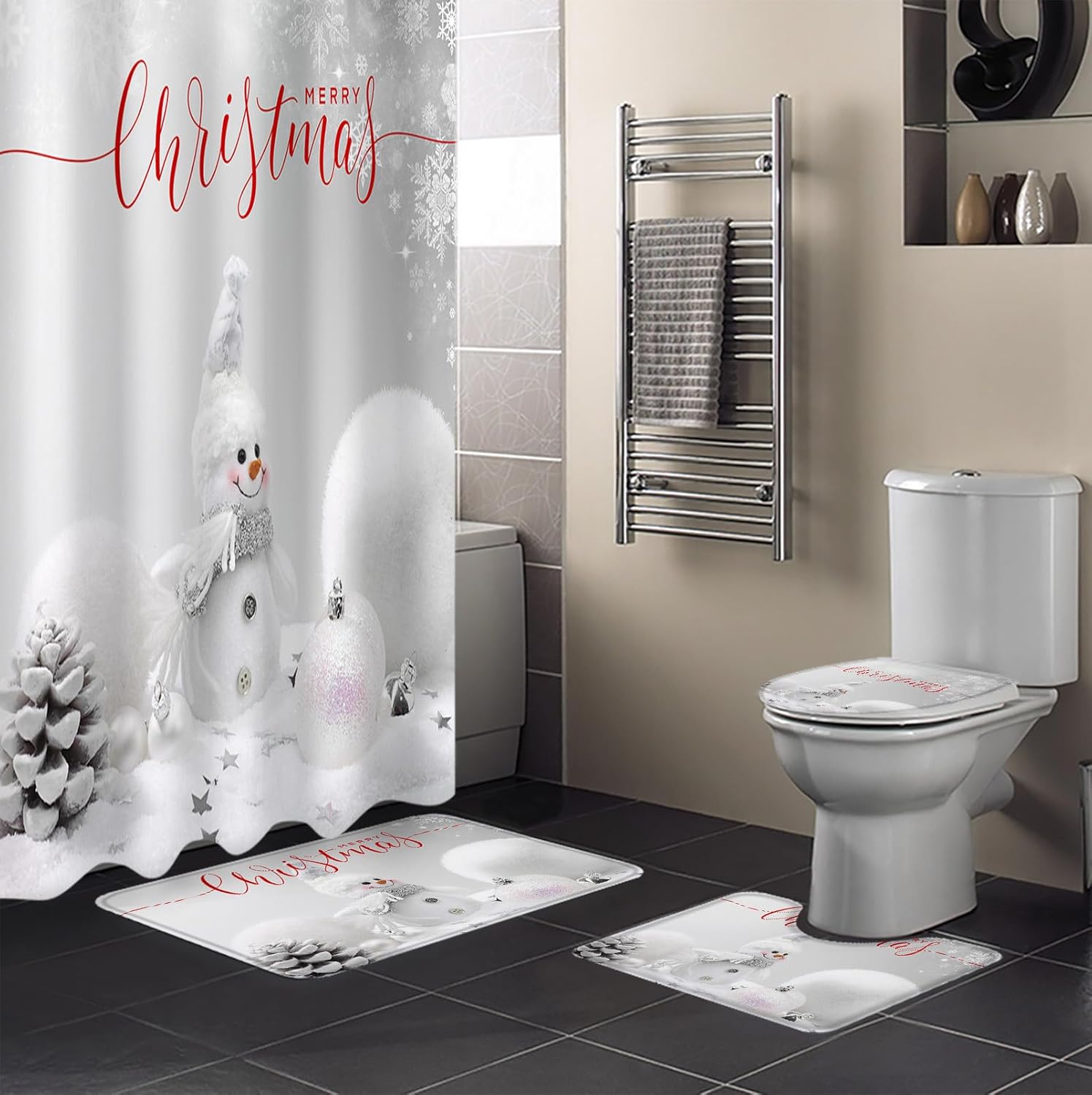 ZOE GARDEN Christmas Bathroom Set with Rug and Accessories