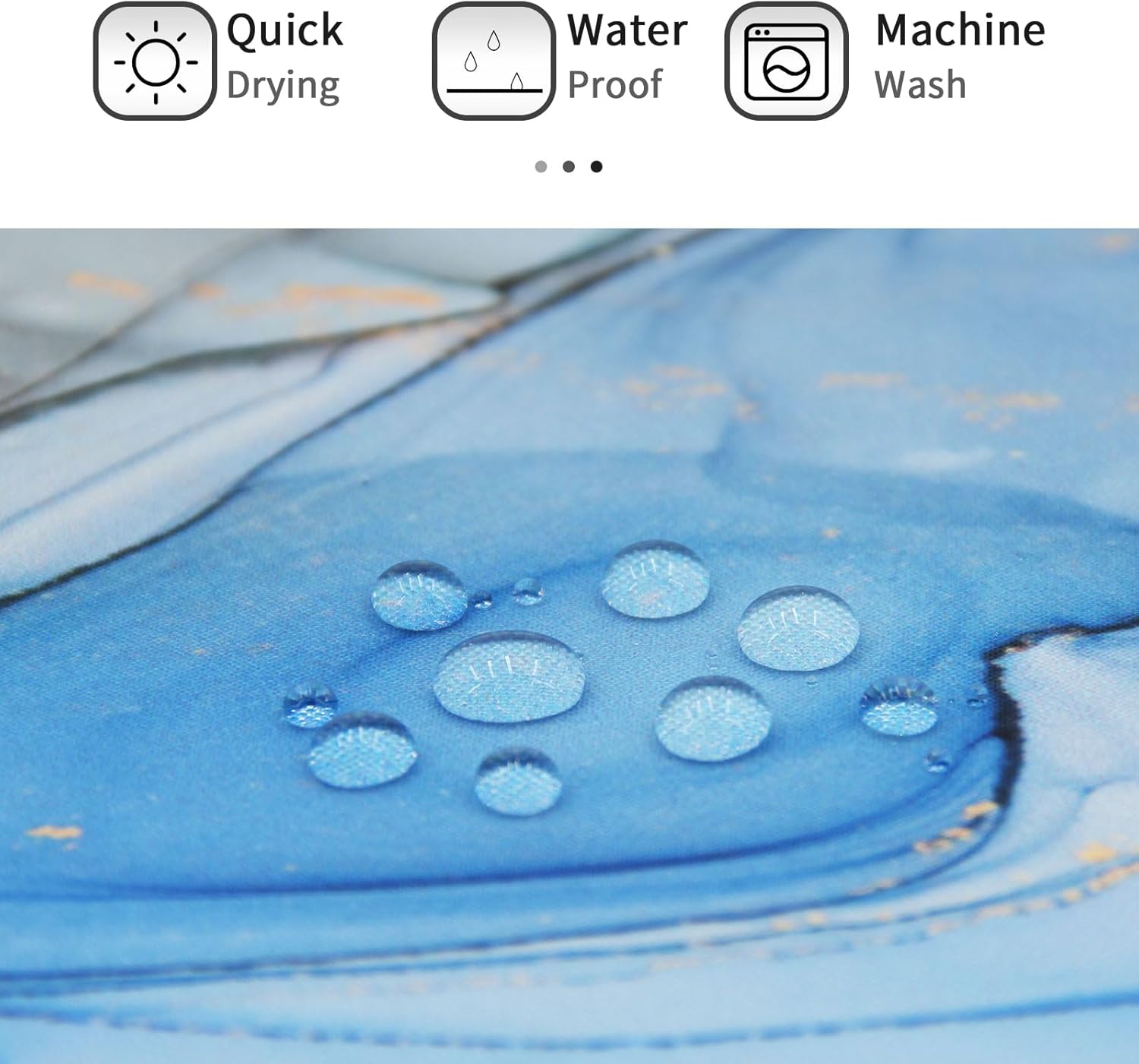 Gibelle Abstract Blue Grey Marble Shower Curtain Set 71x71