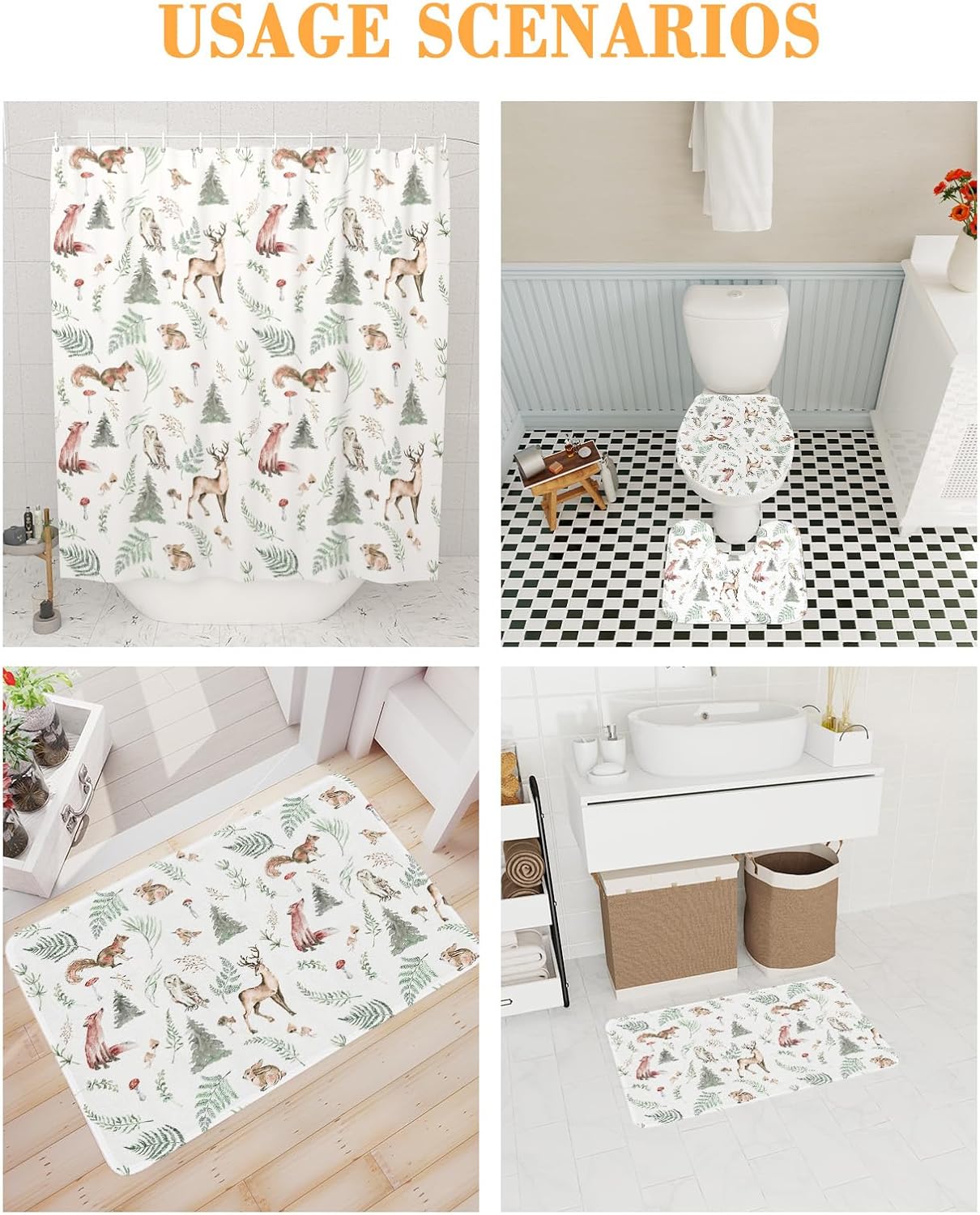 ZOE GARDEN Christmas Bathroom Set with Curtain Rug and Accessories