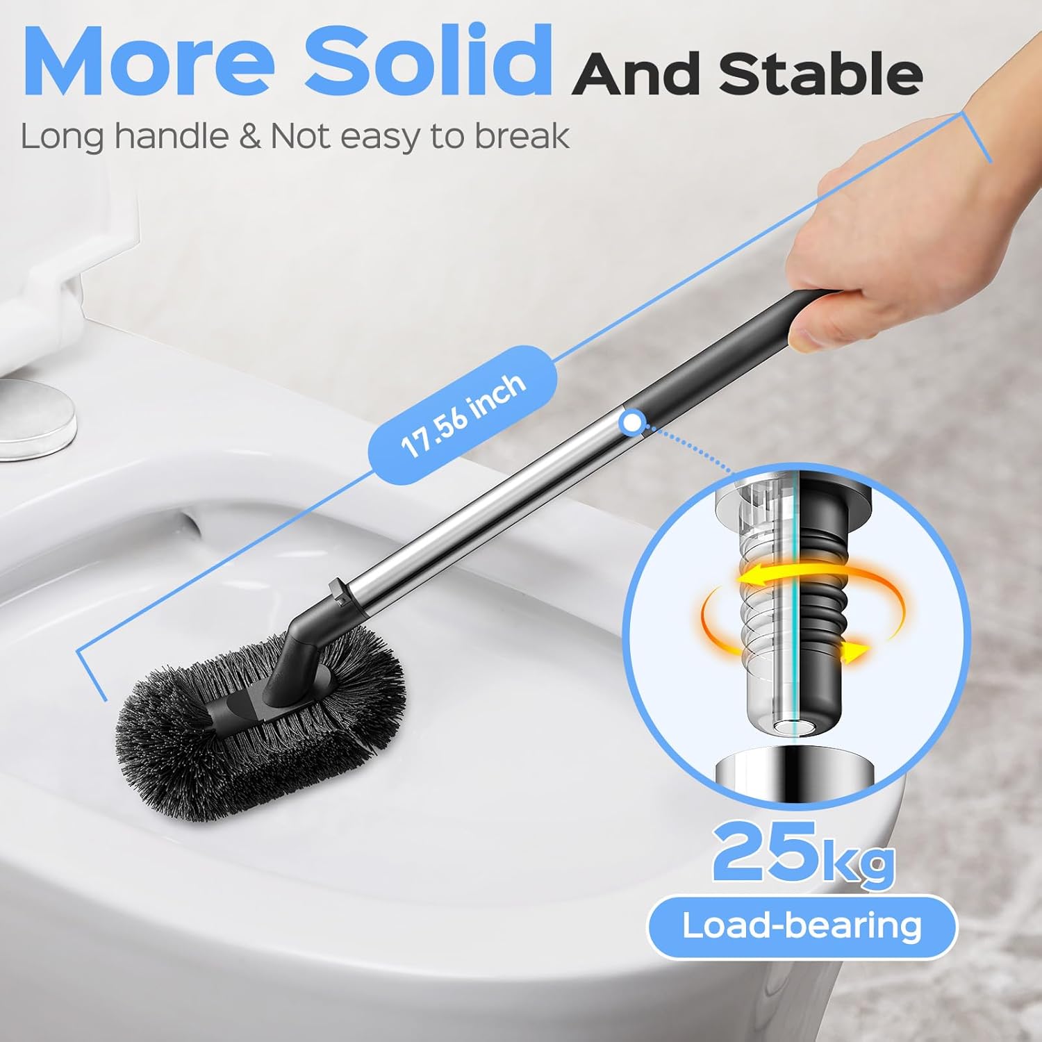HAMITOR Toilet Plunger and Brush Set - 2 in 1 Heavy Duty Stainless Steel