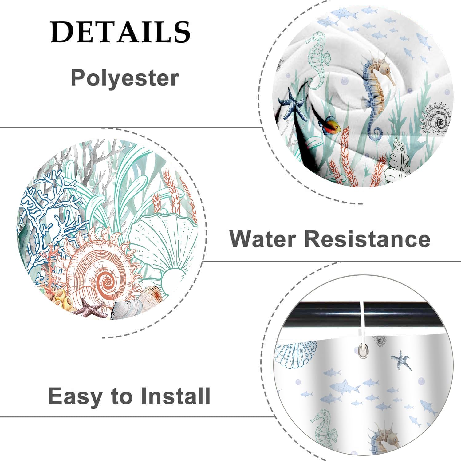 PAEOT Nautical Coastal Shower Curtain Set