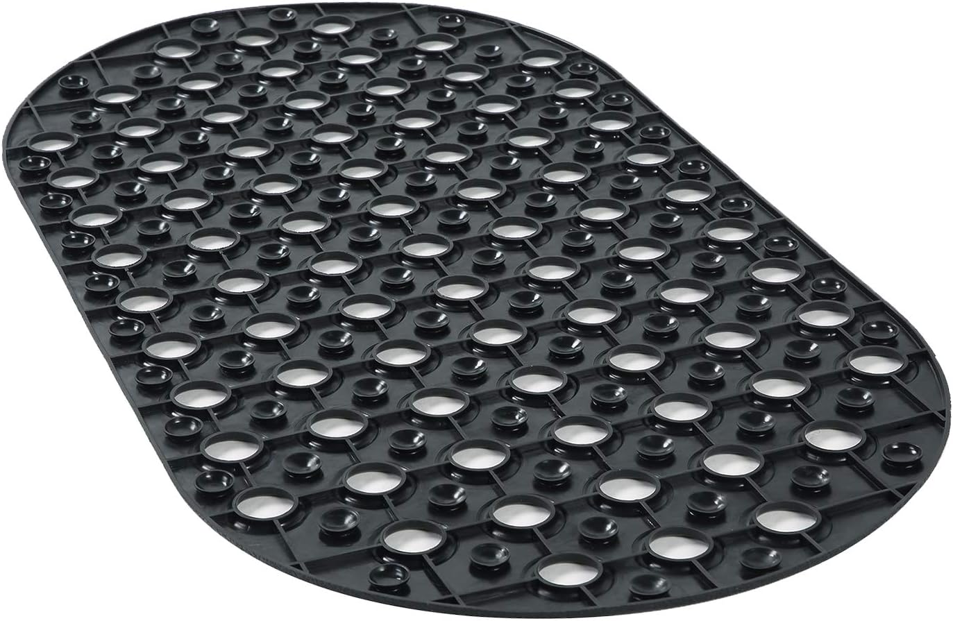ALL PRIDE Non Slip Black Bathtub Mat 29x15 Inch Oval
