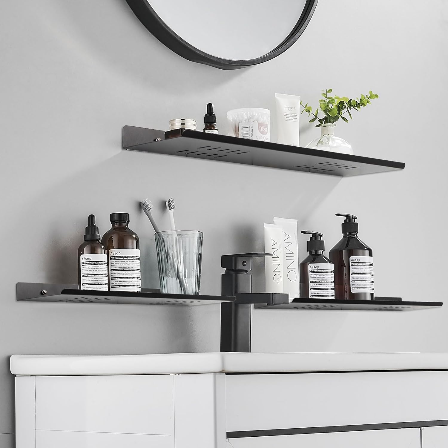 2 Pack Aluminum Shower Caddy with Self-Adhesive Mount