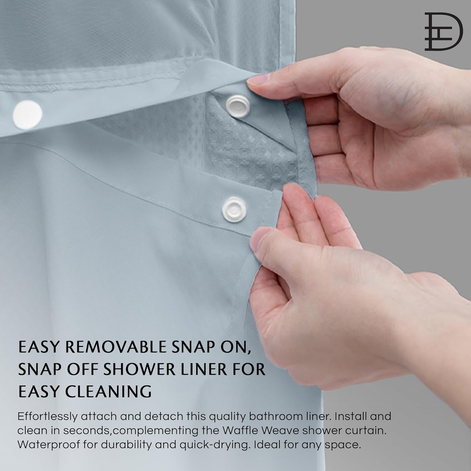 Dainty Home Waffle Weave Shower Curtain Set in Sky Blue