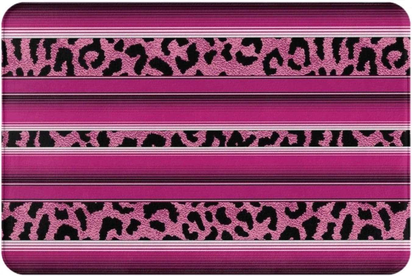 Hot Pink Leopard Print Non Slip Bath Rug 24x16