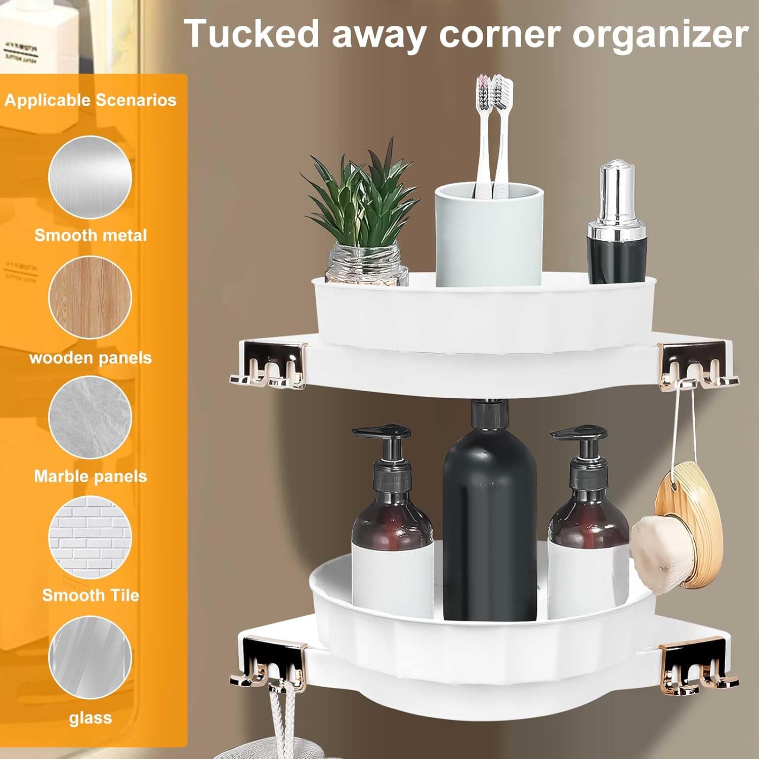 2 Pack Corner Shower Caddy with 360 Rotate