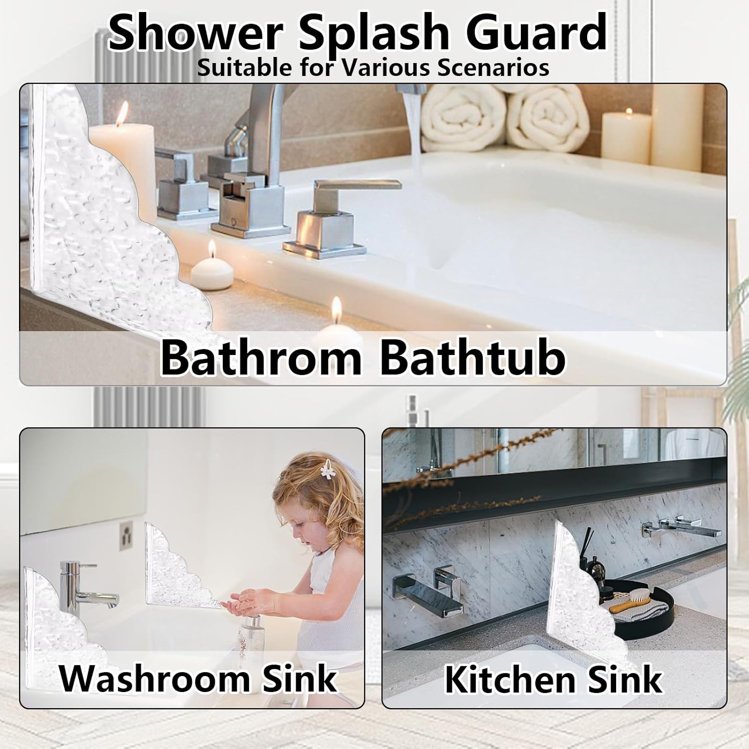 Harnyeu 2Pack Removable Shower Splash Guard