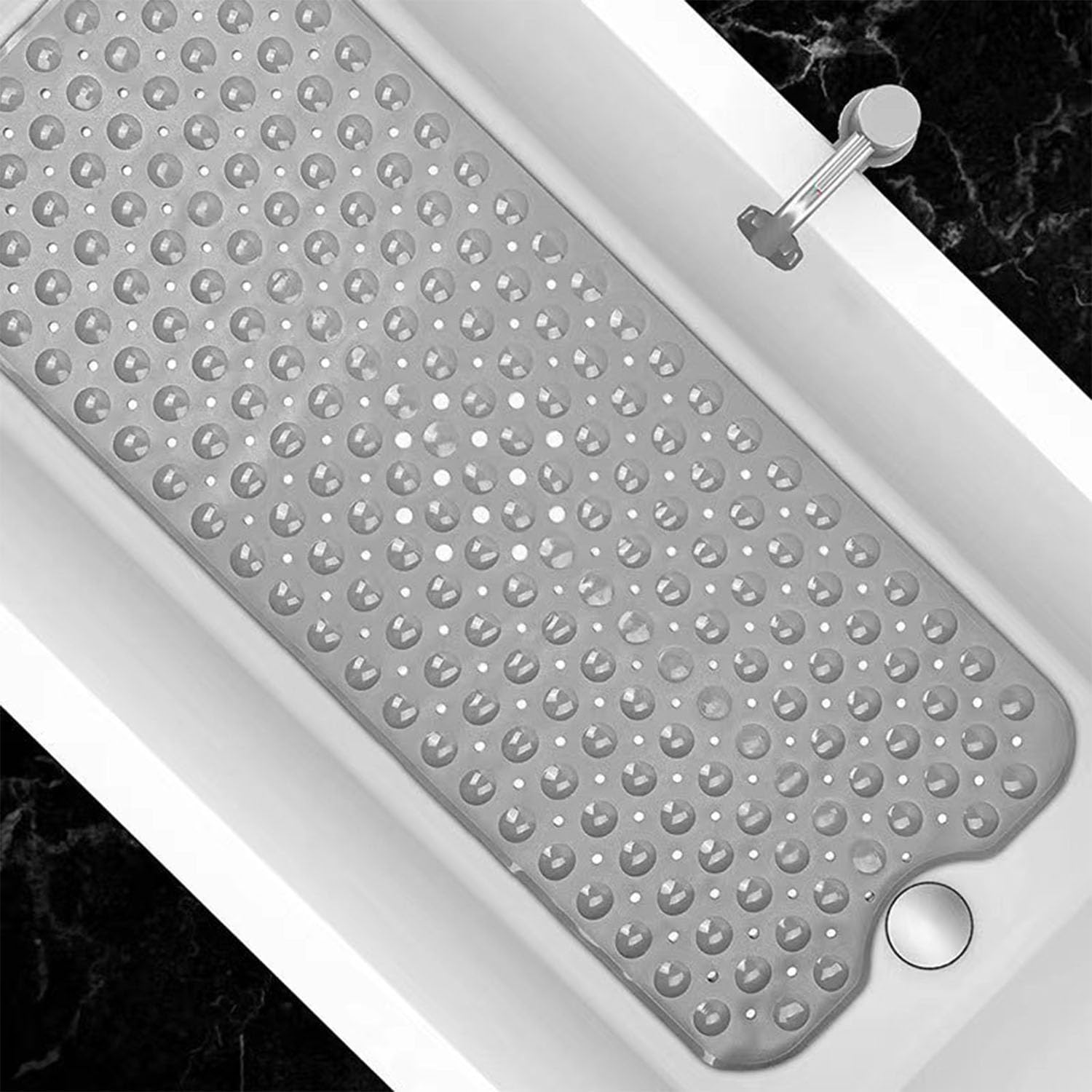 SAISAIXU Extra Long Non-Slip Bath Mat with Suction Cups and Drain Holes