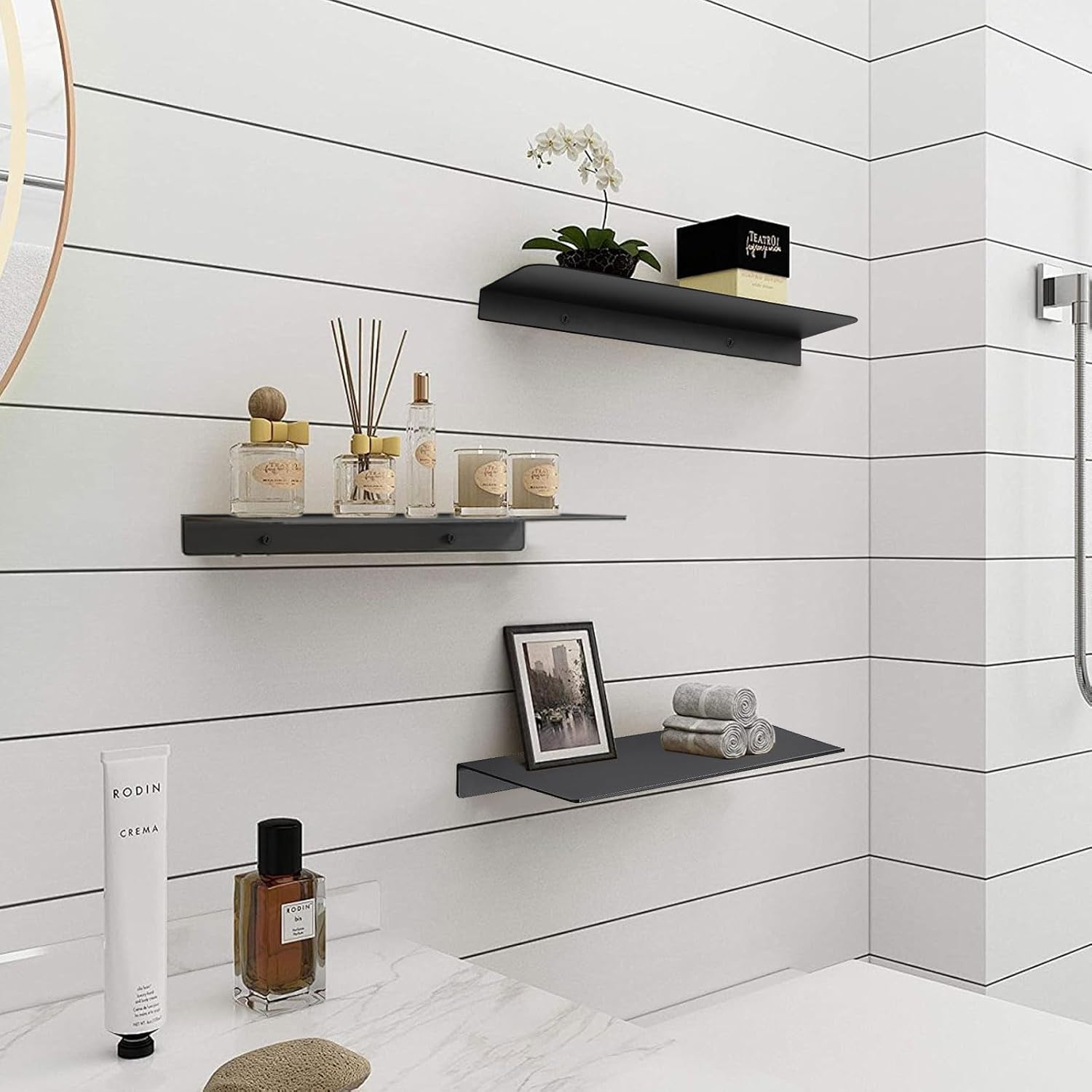 2 Pack Aluminum Shower Caddy Shelf with Self-Adhesive Installation