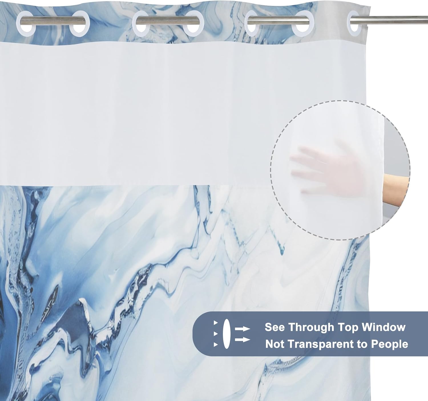 Marble Shower Curtain with Snap Liner 71x74 Inch 1