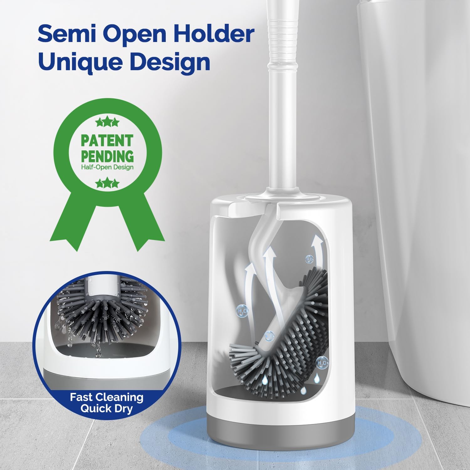 HAMITOR Toilet Brush Holder Set - 2 Pack White