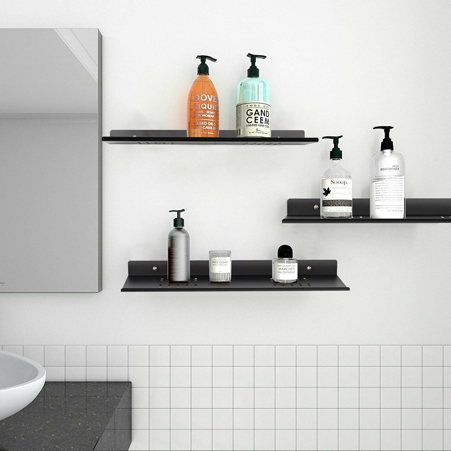 2 Pack Aluminum Shower Caddy with Self-Adhesive Mount