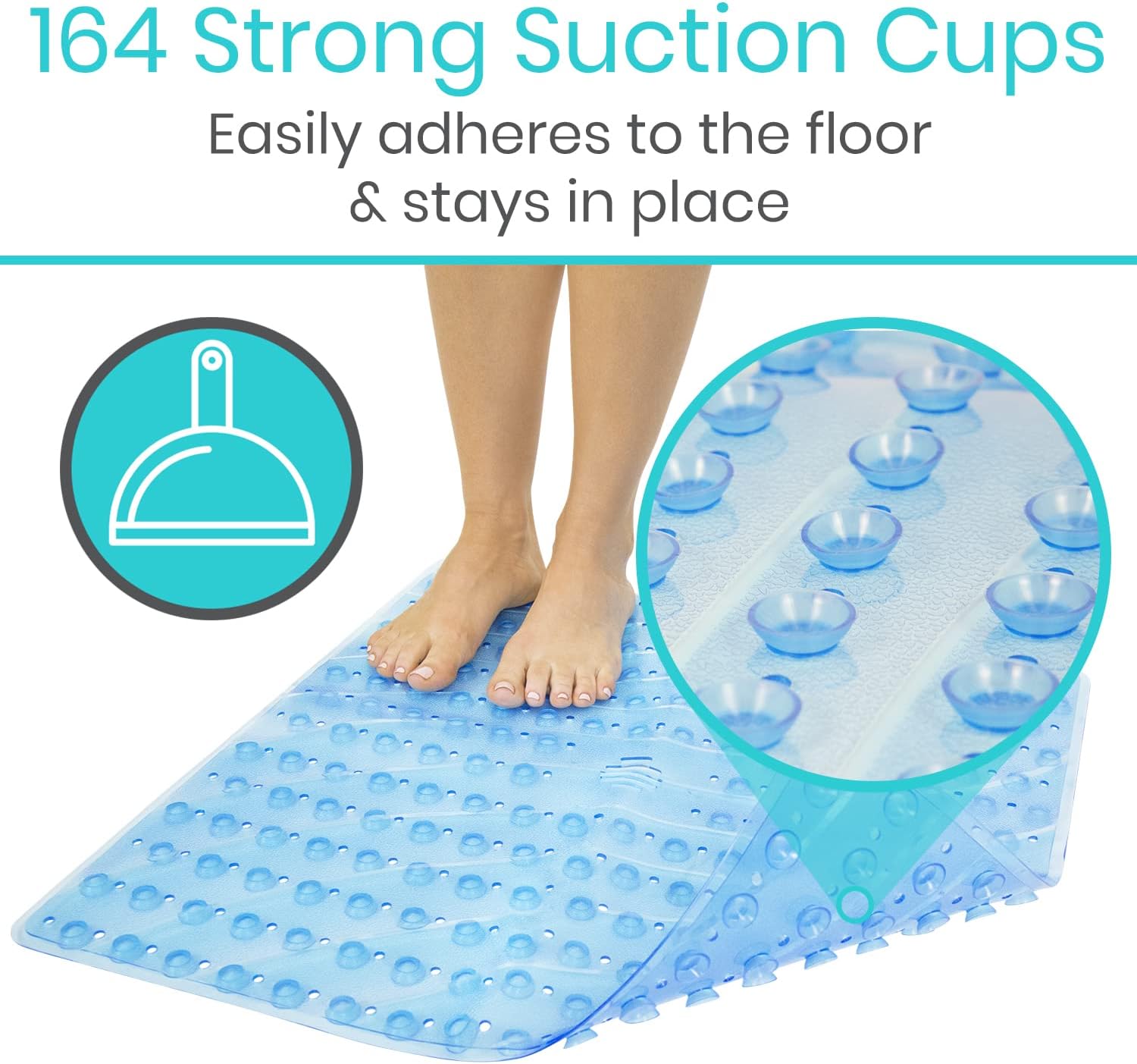 Vive Non-Slip Square Shower Mat with Suction Cups