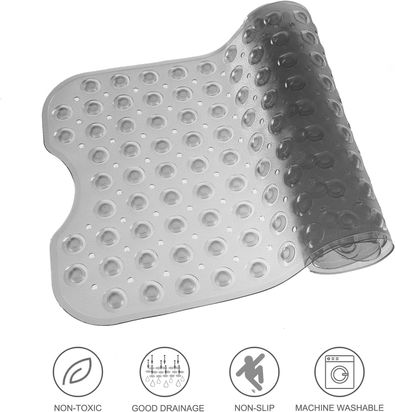 Extra Long Non-Slip Bathtub Mat with Drain Holes and Suction Cups