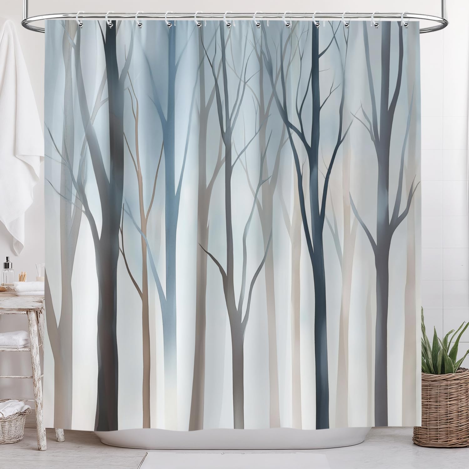 Boho Tree Shower Curtain Set with 12 Hooks 72X72IN