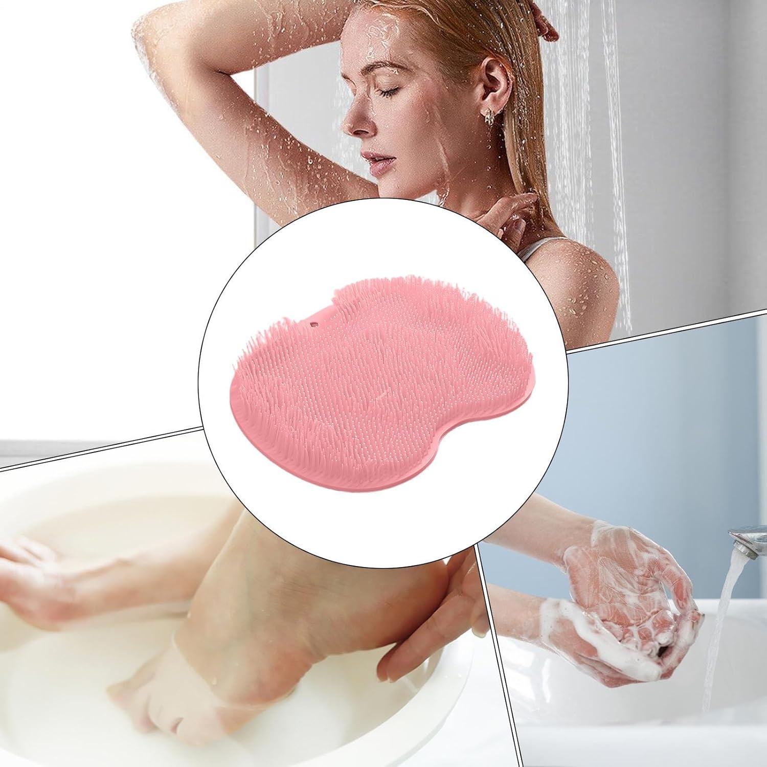 Non-Slip Back Bath Wash Pad - Quick-Dry Shower Foot Scrubber Mat 1