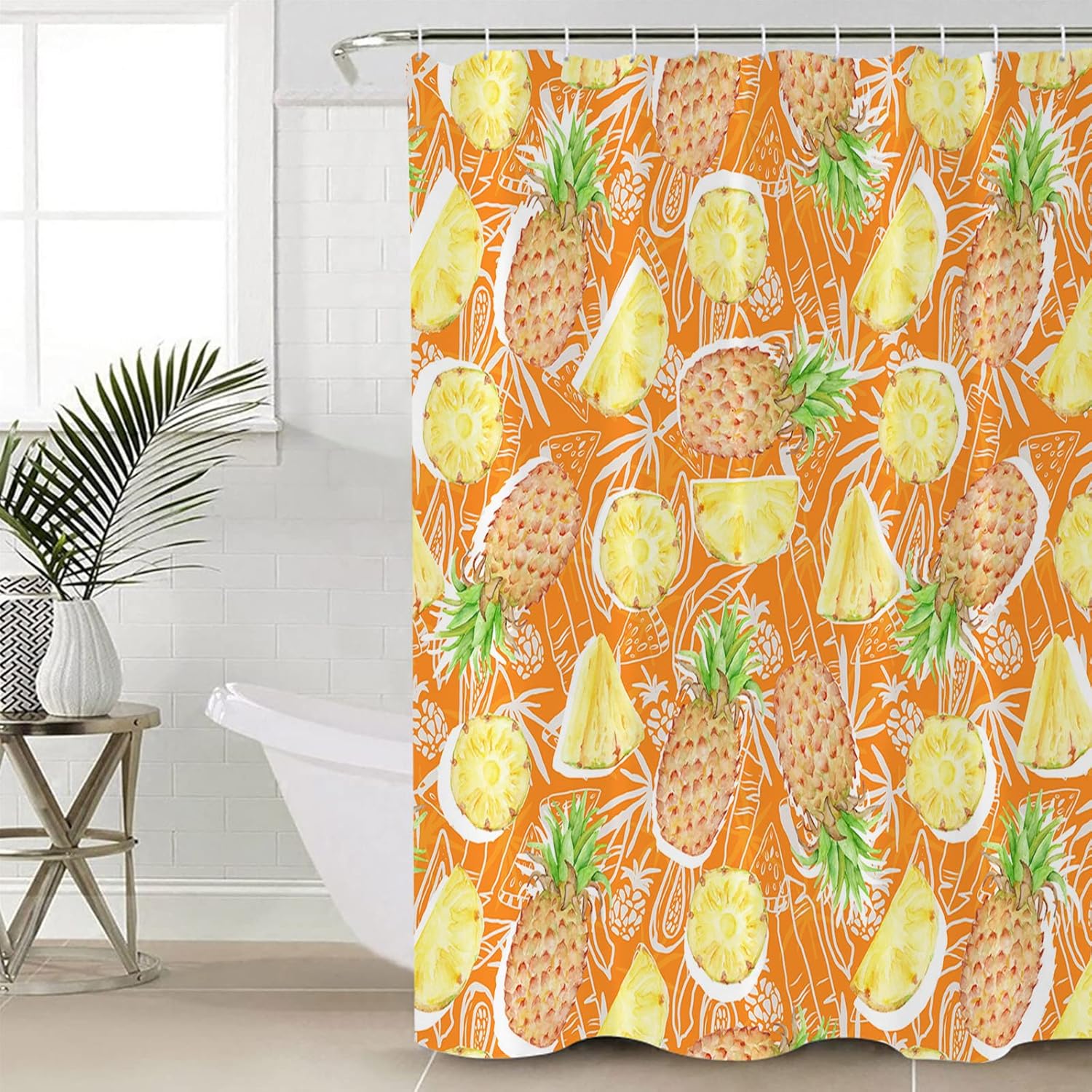 ZOE GARDEN Pineapple Bathroom Set with Curtain Rug and Hooks